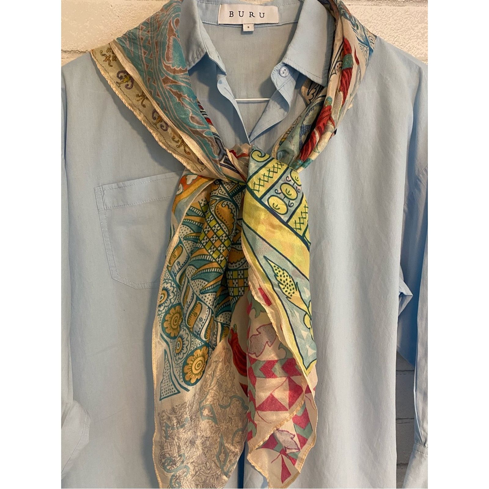 Johnny Was Johnny Was $160 Celestin Large Silk 43” Square Scarf EUC Size ONE SIZE - 5 Thumbnail