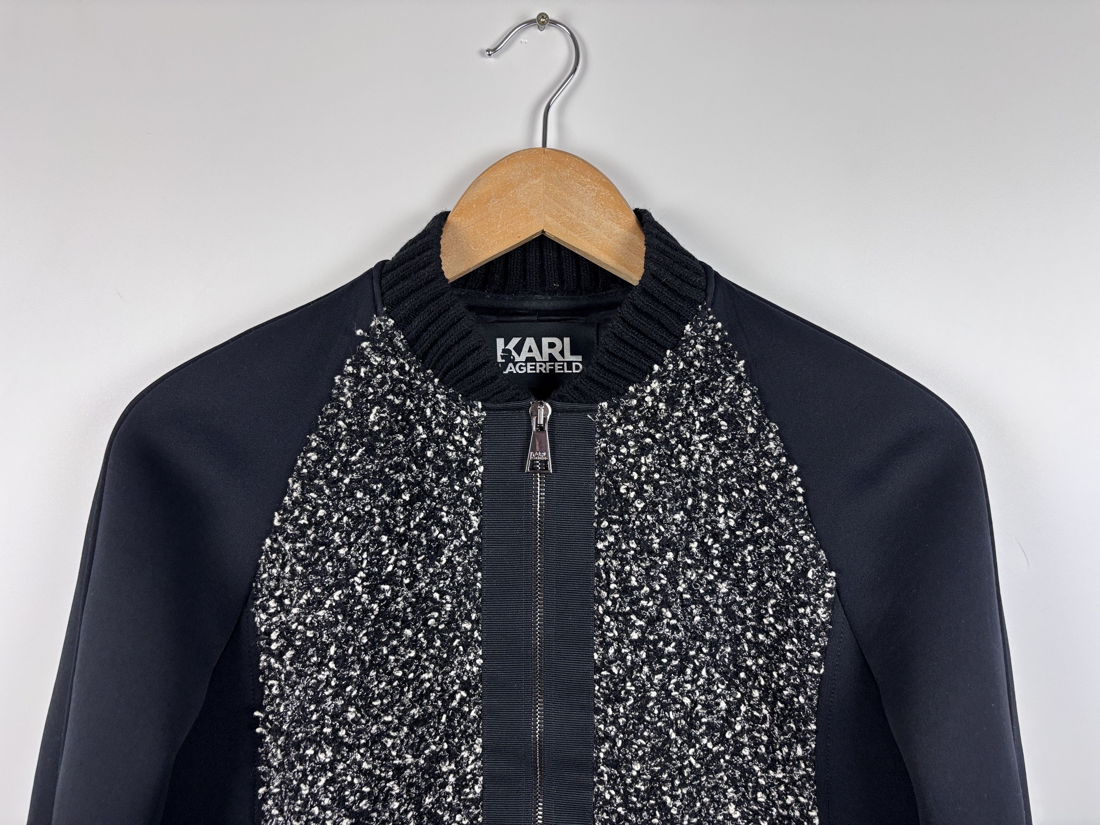 Karl Lagerfeld Womens Karl Lagerfeld Zip Bomber Jacket Black Size EU 34 Size M / US 6-8 / IT 42-44 - 2 Thumbnail