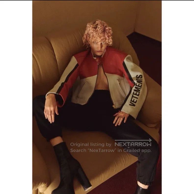 Vetements Vetements Red and White Color Block Leather Jacket Size US XS / EU 42 / 0 - 8 Thumbnail