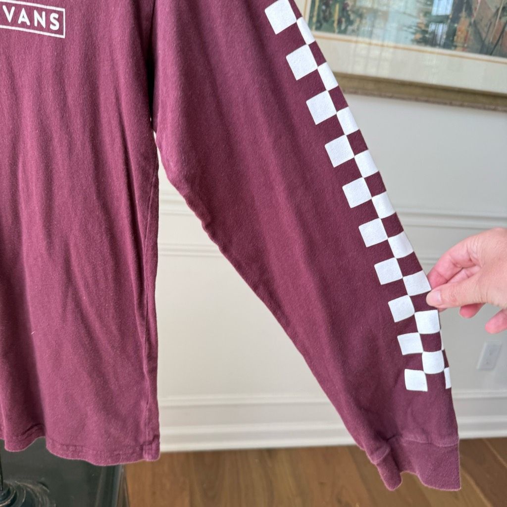 Vans Vans Burgundy Long Sleeve Logo Checkerboard Tshirt S Size US S / EU 44-46 / 1 - 3 Thumbnail