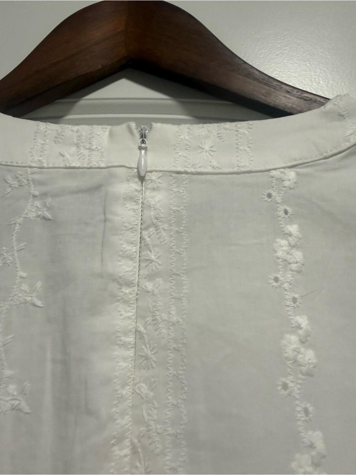 Other Laundry By Shelli Segal White Eyelet Tiered Mini Dress Size L / US 10 / IT 46 - 4 Thumbnail
