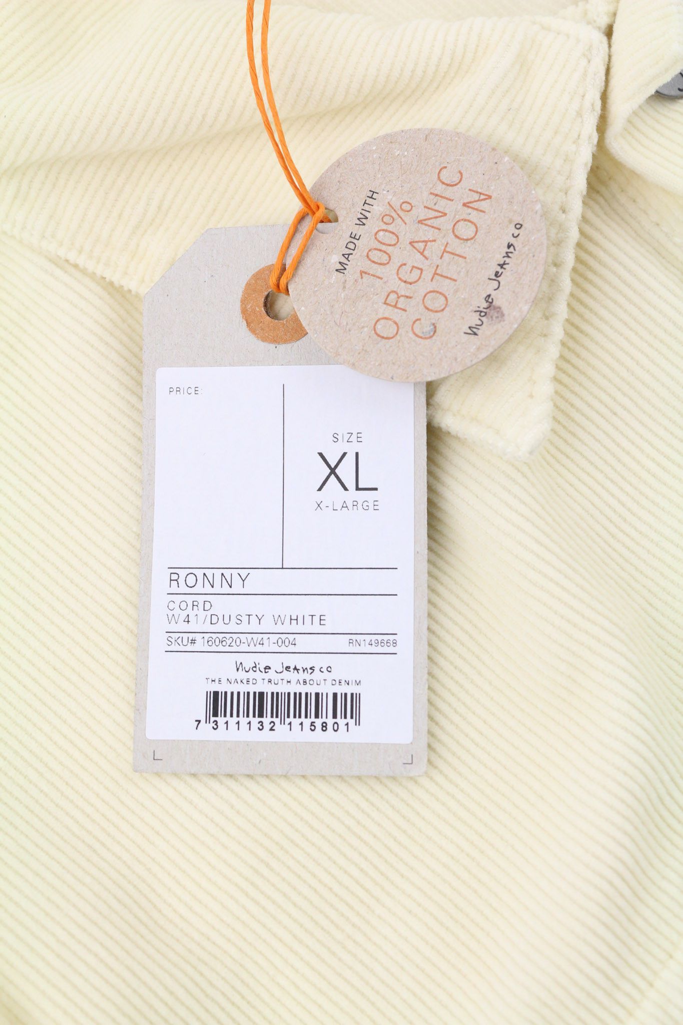 Nudie Jeans RONNY XL Dusty White Cotton Corduroy Jacket 81024 Size US XL / EU 56 / 4 - 6 Thumbnail
