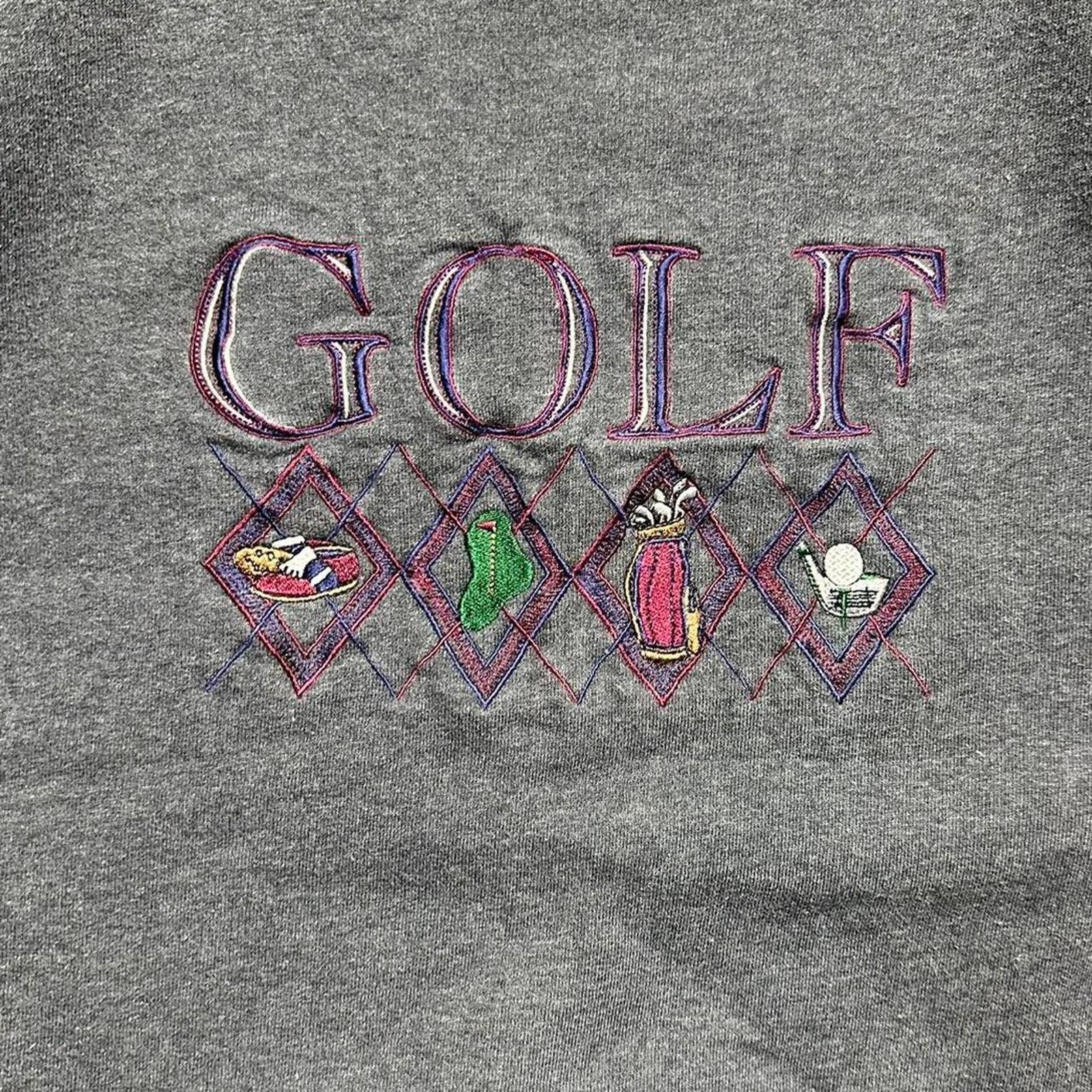 Other Vintage 90s Golf Embroidered Crewneck Gray Boxy Sweatshirt Size US L / EU 52-54 / 3 - 3 Thumbnail
