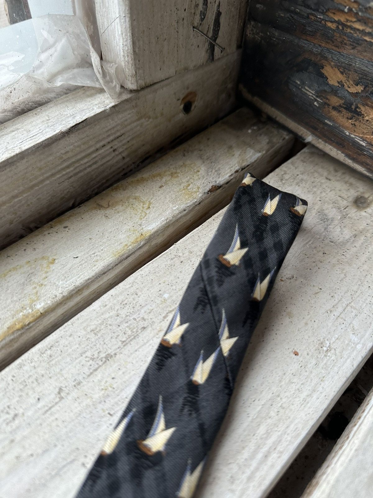 Burberry × Vintage 🚨Vintage 90s Burberrys Embroidered ship LOGO tie monogram Size ONE SIZE - 12 Thumbnail