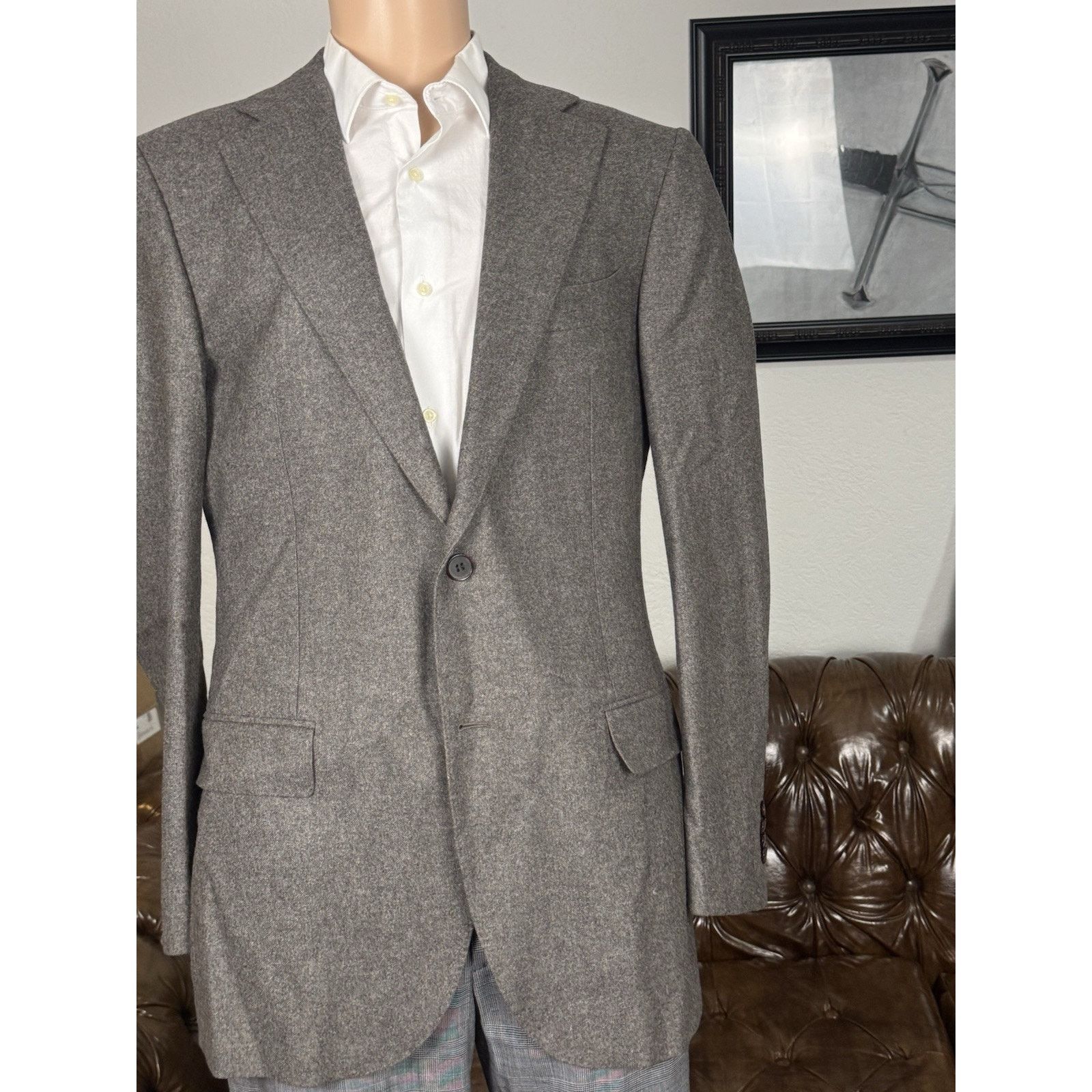 Suitsupply Suitsupply Brown VBC Flannel Sport Jacket Lazio Slim 44 US Size 44R - 2 Thumbnail