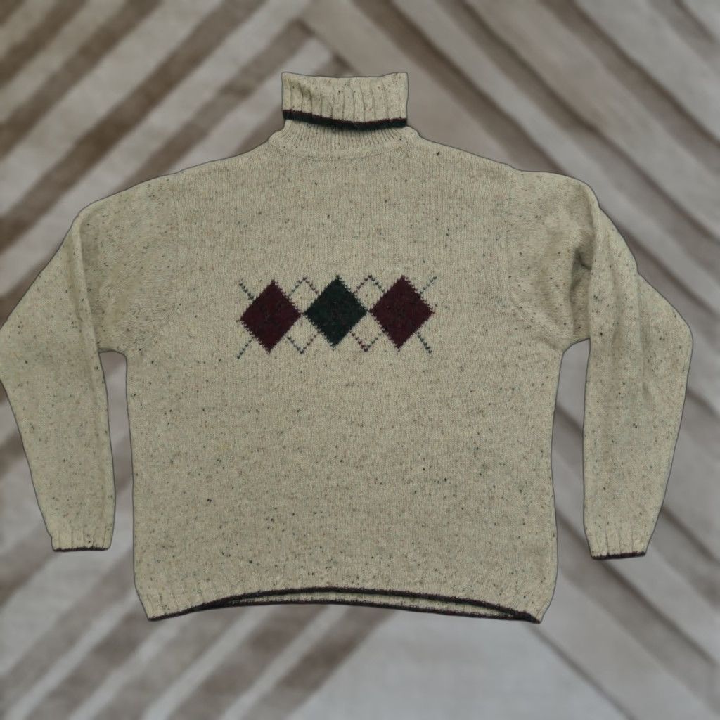 Vintage VINTAGE Woolrich Sweater Womens Large Tan Brown Turtle Neck Argyle Wool Pullover Knit Long Sleeve Size L / US 10 / IT 46 - 1 Thumbnail