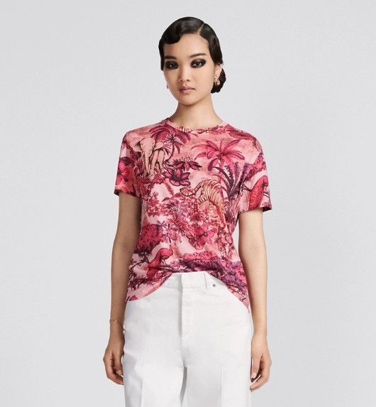 Dior o1w1db10824 Cotton Jersey T-Shirt in Pink Size S / US 4 / IT 40 - 4 Thumbnail