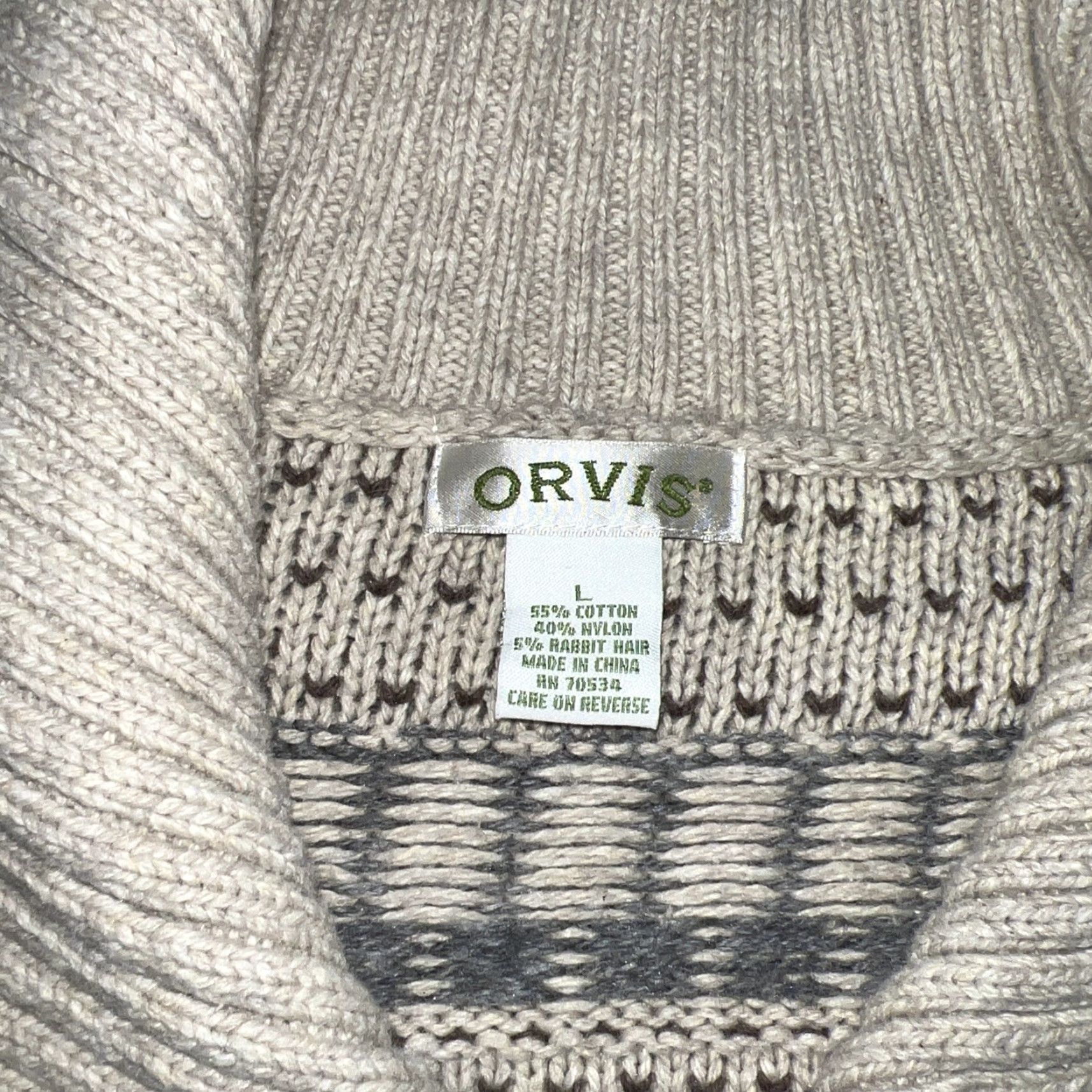 Orvis ORVIS Geometric Cardigan Sweater Beige Womens Size L Size L / US 10 / IT 46 - 3 Thumbnail