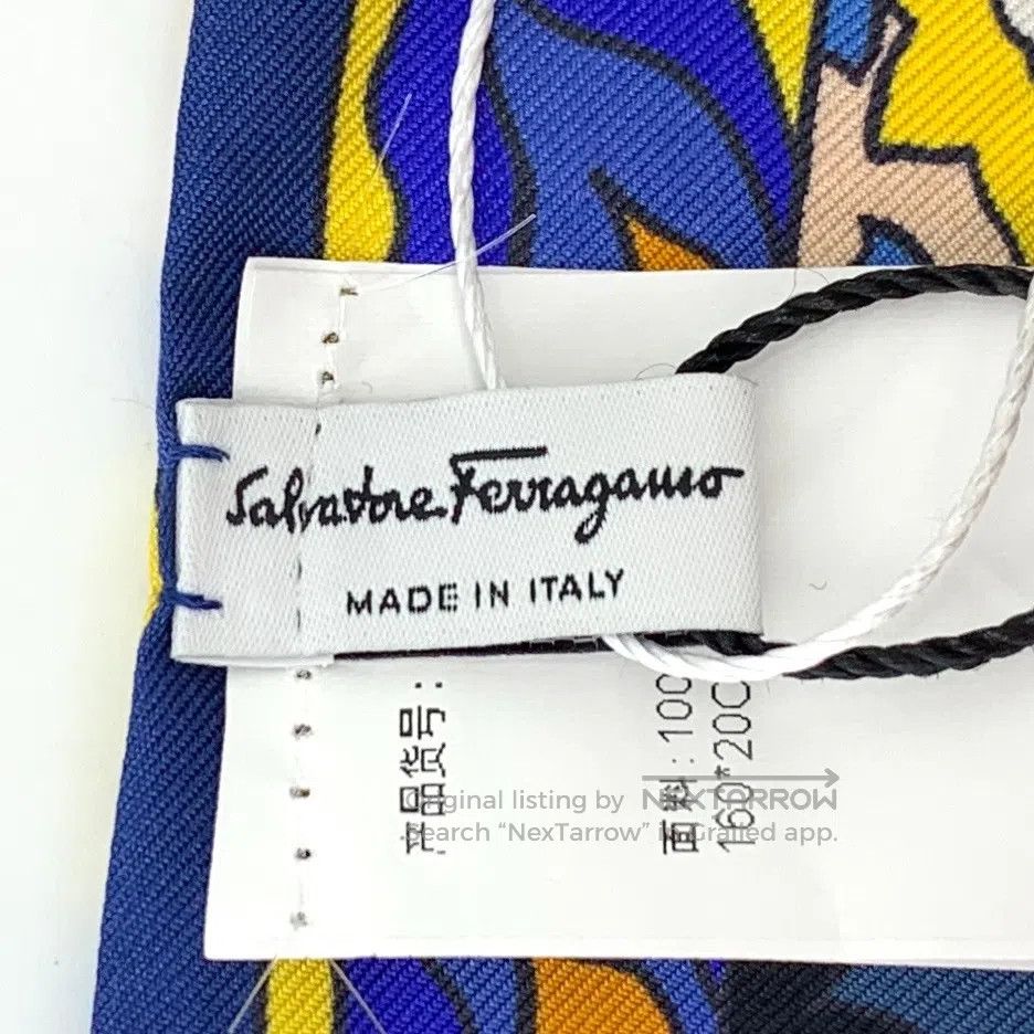 Salvatore Ferragamo Salvatore Ferragamo Dark Blue Floral Animal Print Silk Sca Size ONE SIZE - 7 Thumbnail
