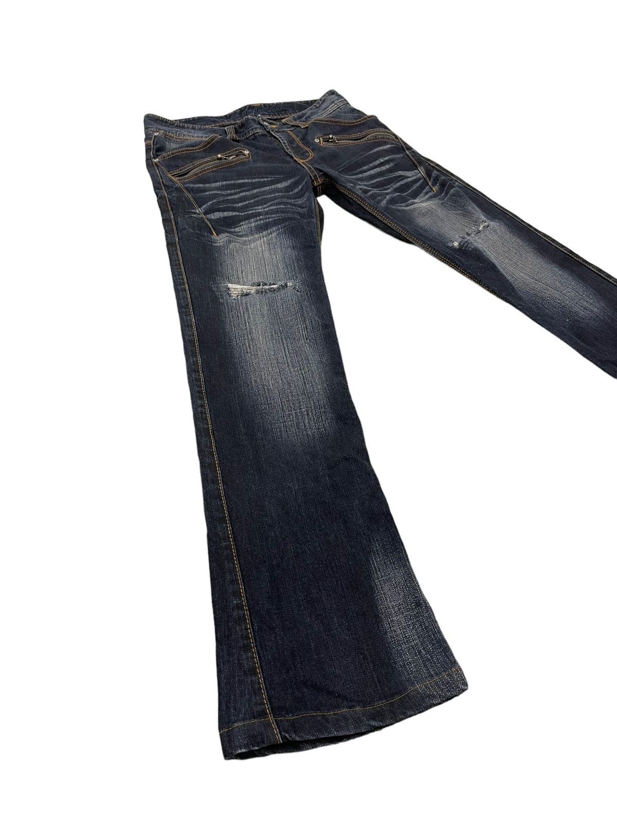 Japanese Brand Slim Jeans Nicole Club Distress Faded Low Rise Denim 7🟦5 Size US 32 / EU 48 - 1 Thumbnail