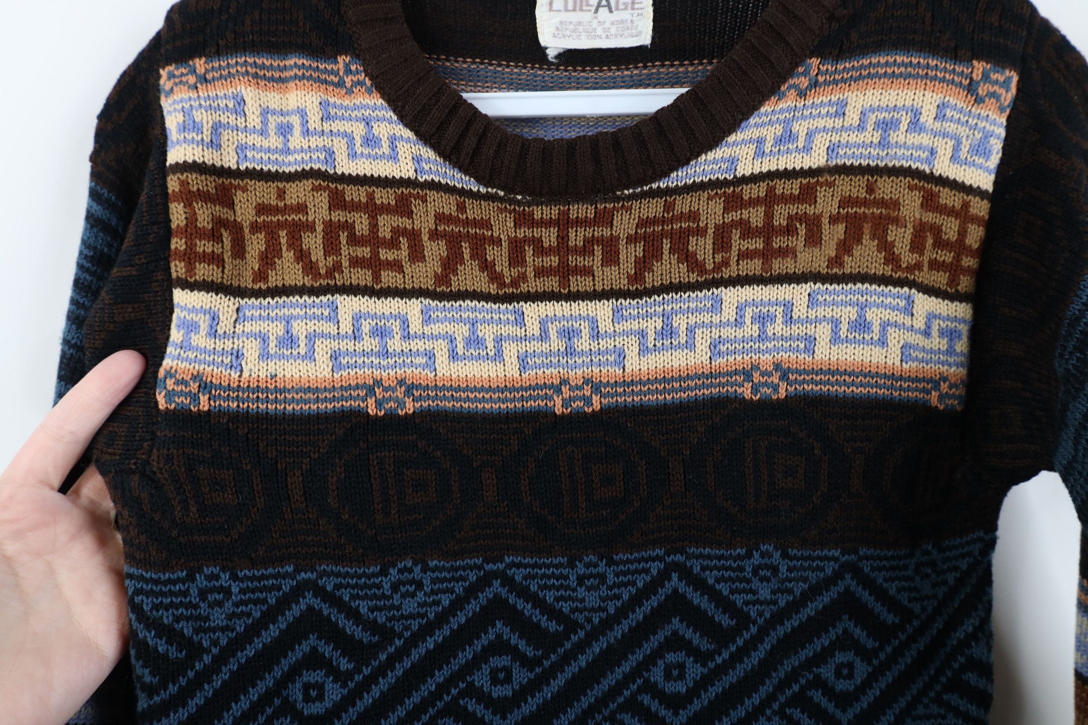 Vintage Vintage 70s Streetwear Fair Isle Crewneck Sweater Earth Tone Size XS / US 0-2 / IT 36-38 - 4 Thumbnail