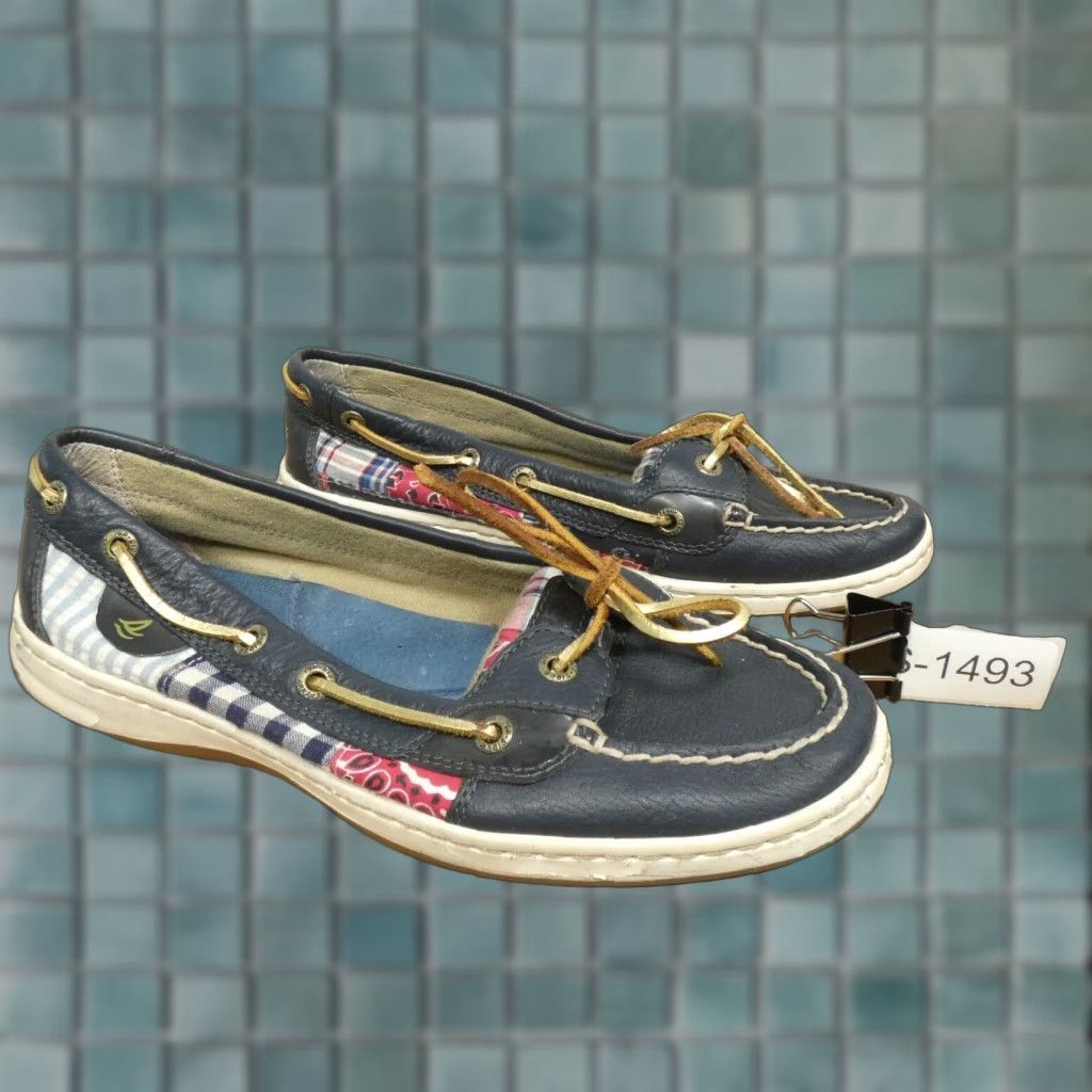 Sperry Top-Sider Angelfish Casual Slip-On Shoes Womens 8M Blue Patchwork Leather (Size Medium)