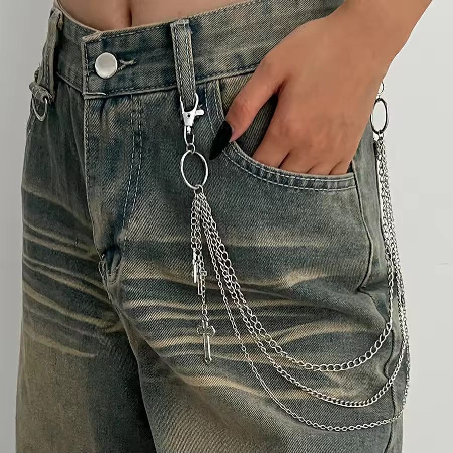 Jewelry Punk Multilayer Metal Cross Pendant Pant Chain Size ONE SIZE - 2 Thumbnail