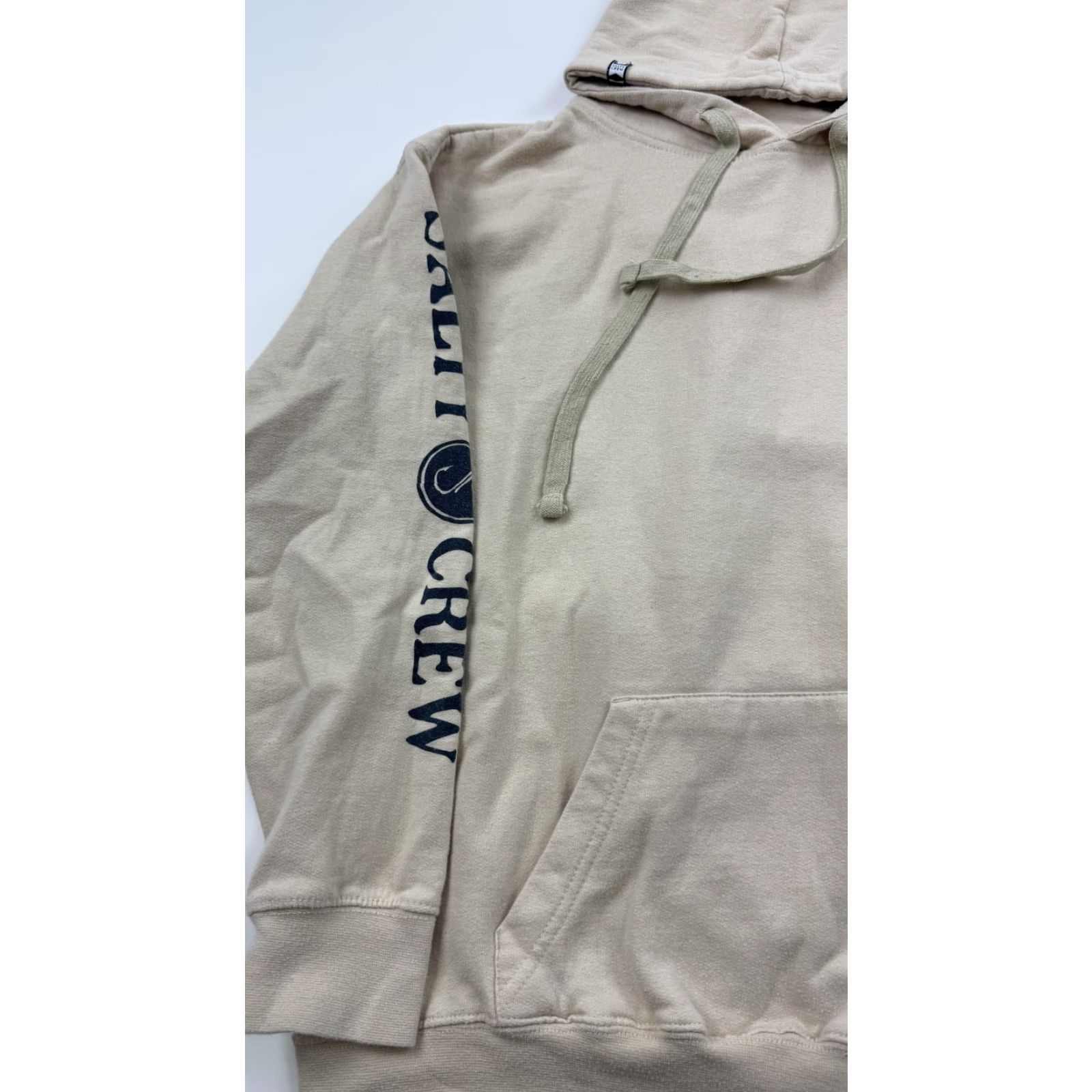 Vintage VINTAGE Salty Crew Hoodie Mens M Tan Pullover Graphic Find Refuge in the Sea Back Fish Tail Logo Pockets Hooded Size US M / EU 48-50 / 2 - 5 Thumbnail