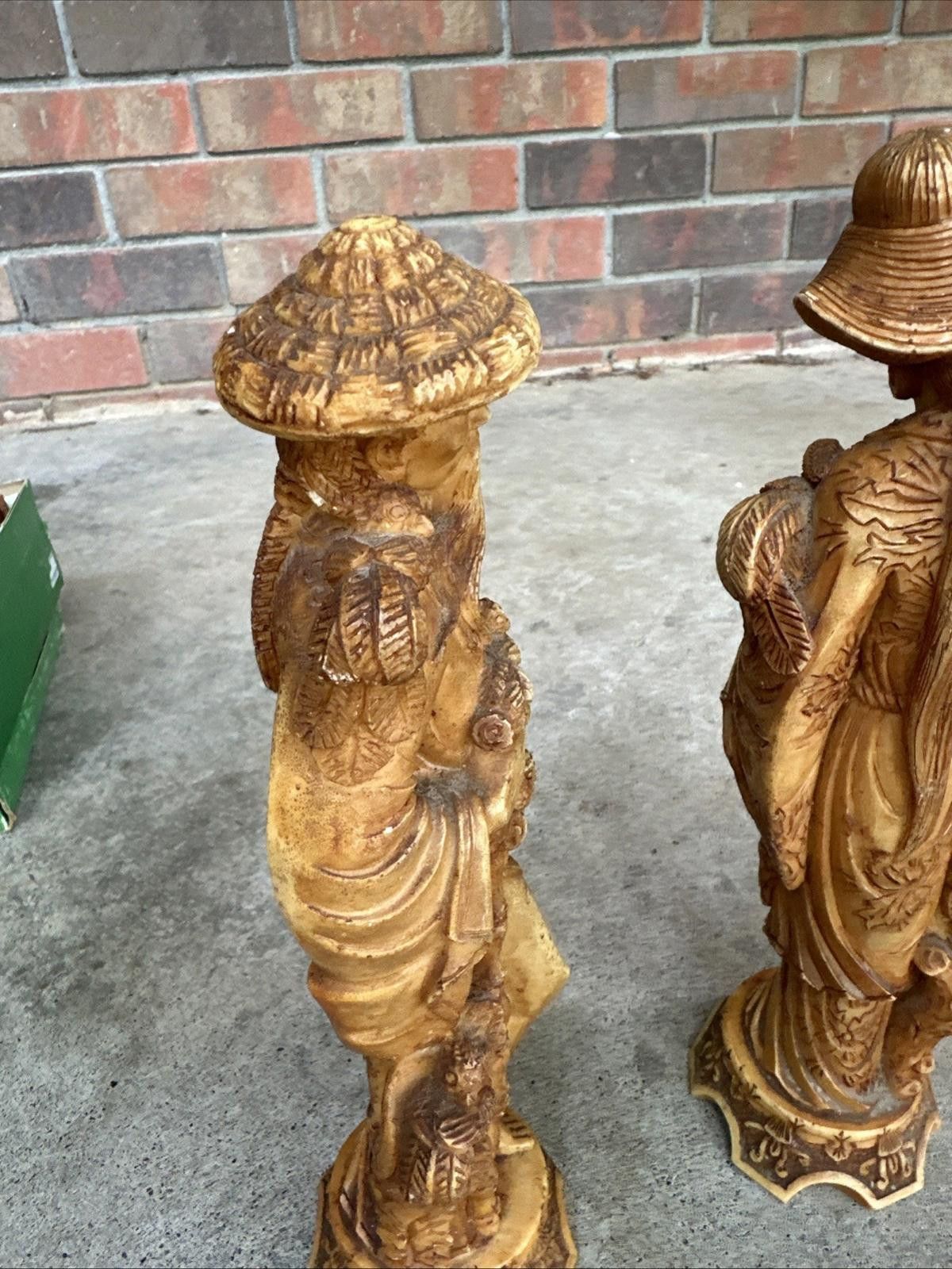 Designer Vintage Hand Carved Wooden Asian Statues Mid Century Size ONE SIZE - 7 Thumbnail
