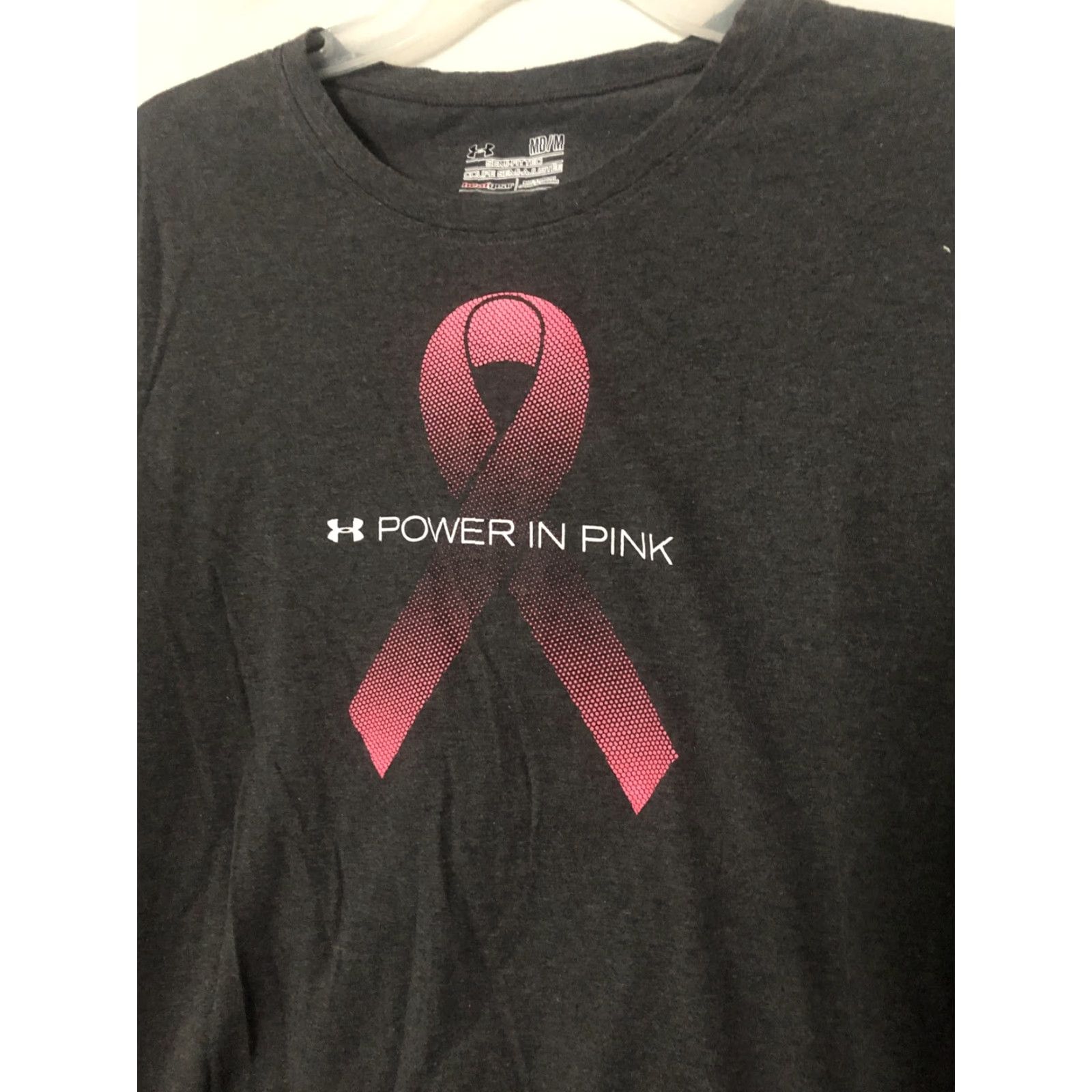 Under Armour UNDER ARMOUR POWER IN PINK sz MD Semi Fitted Gray Pink HEATGEAR Logo Shirt Size M / US 6-8 / IT 42-44 - 4 Thumbnail