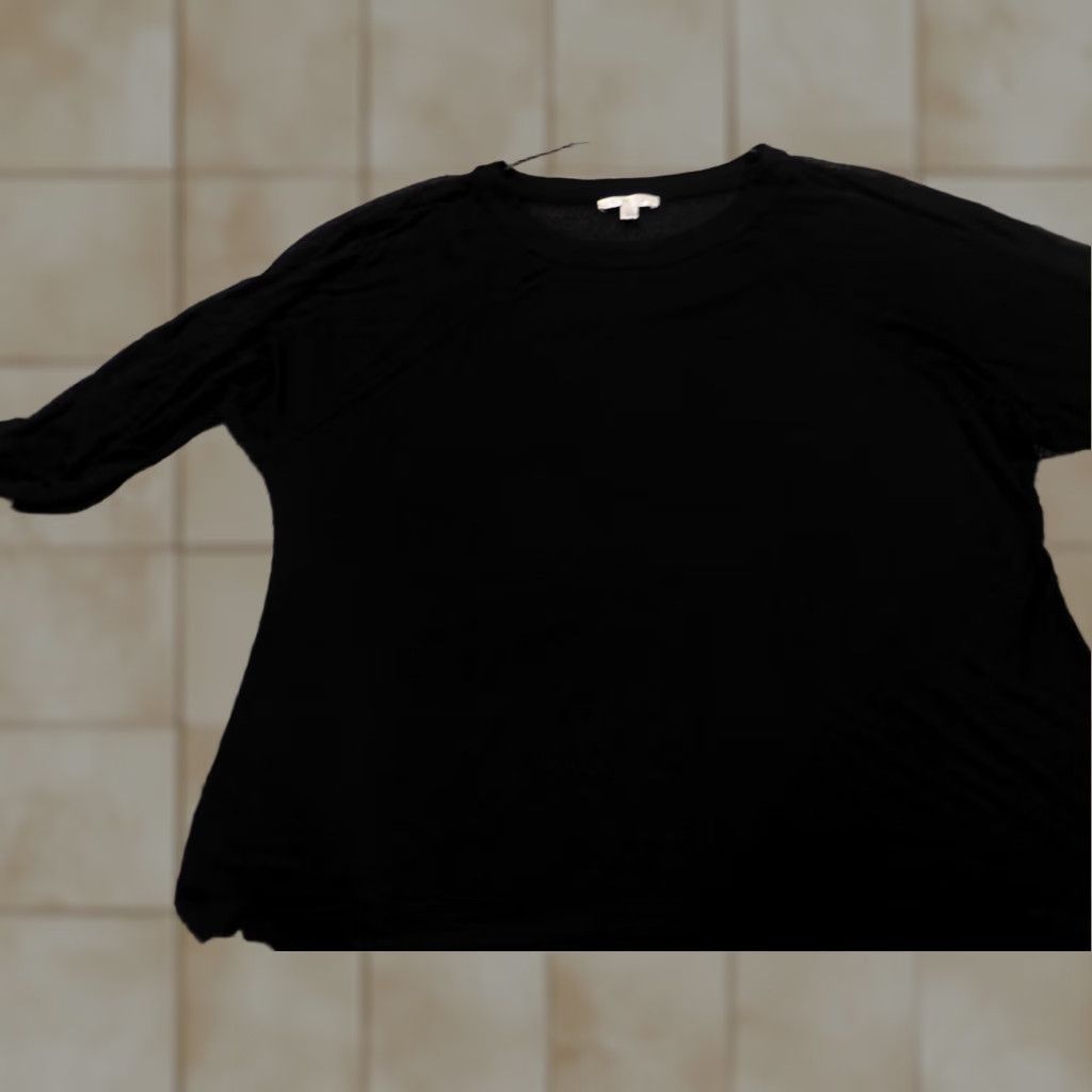 Vintage Spense Blouse Shirt 1X Plus Womens Black Short Sleeve Round Neck Pullover Polyester Down Floral Stretch Casual Regular Womens Ladies Size XL / US 12-14 / IT 48-50 - 1 Thumbnail