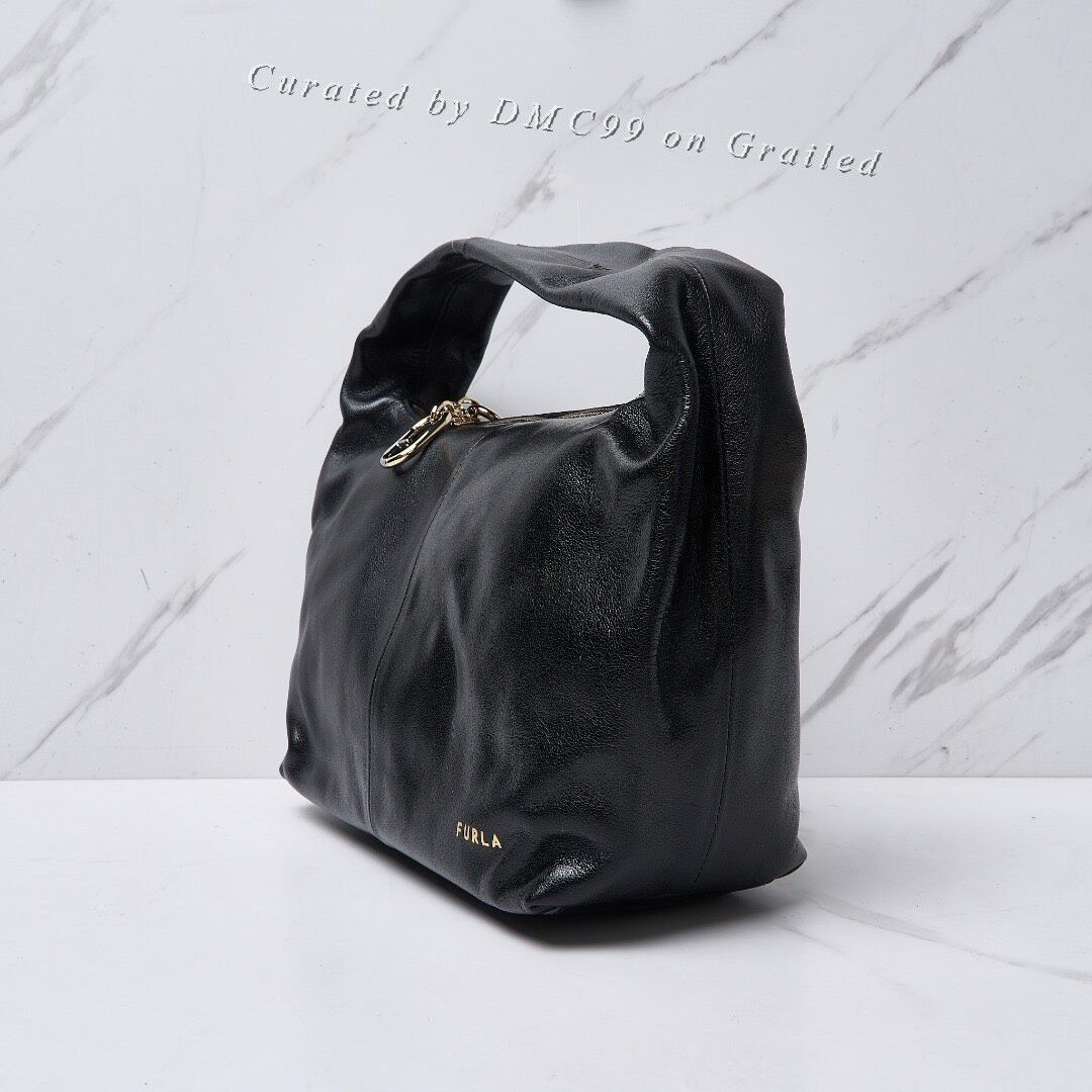 Furla Furla Black Leather Hobo Handbag Size ONE SIZE - 4 Thumbnail