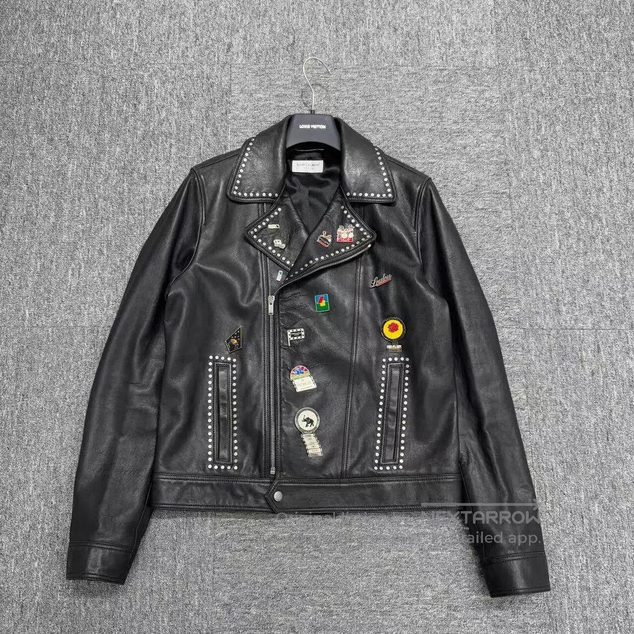Saint Laurent Paris Saint Laurent Paris Logo rivet; sheepskin locomotive jacke Size US M / EU 48-50 / 2 - 1 Thumbnail