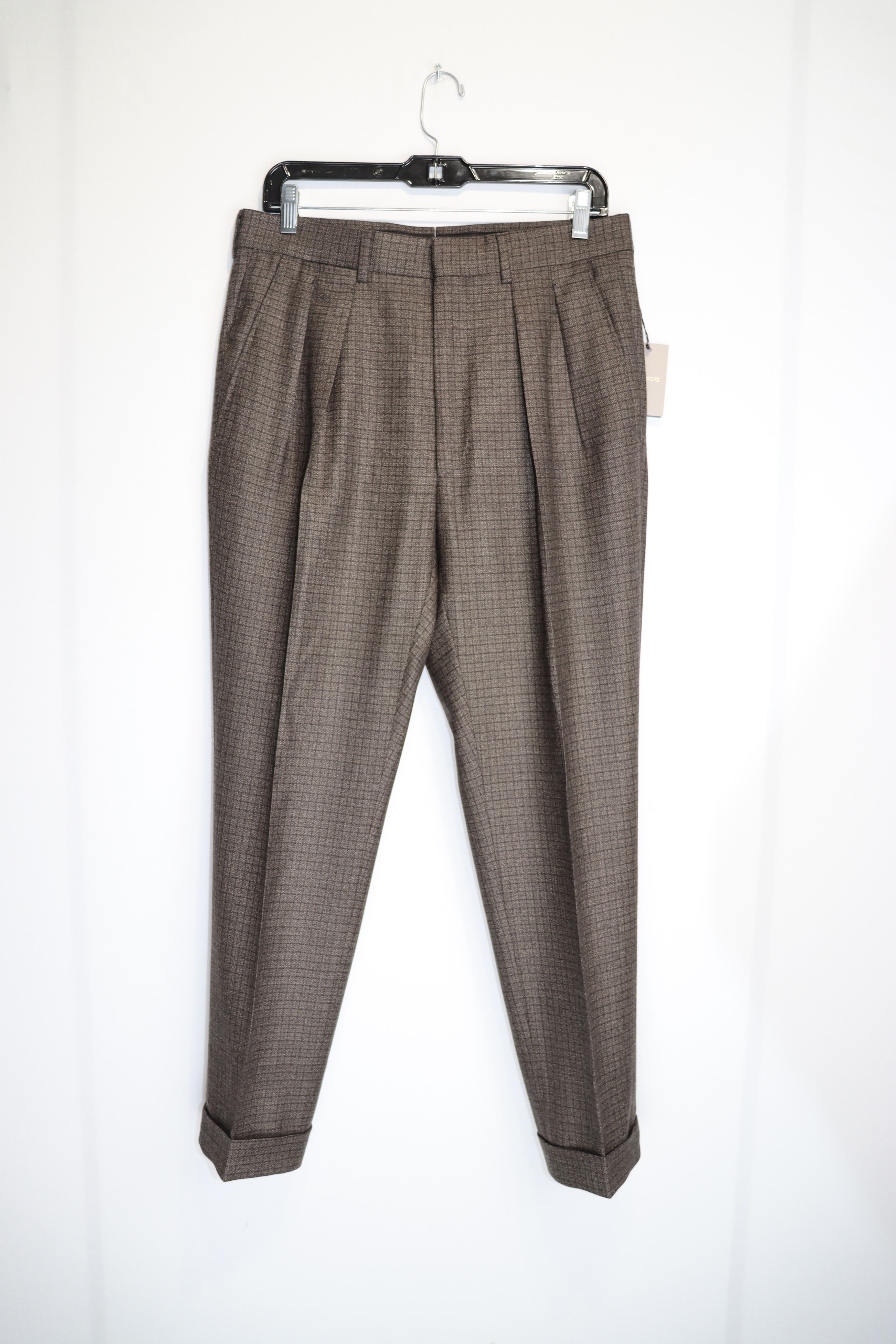 image of Tom Ford O1Rshd1 Houndstooth Formal Pants In Brown, Men's (Size 30)