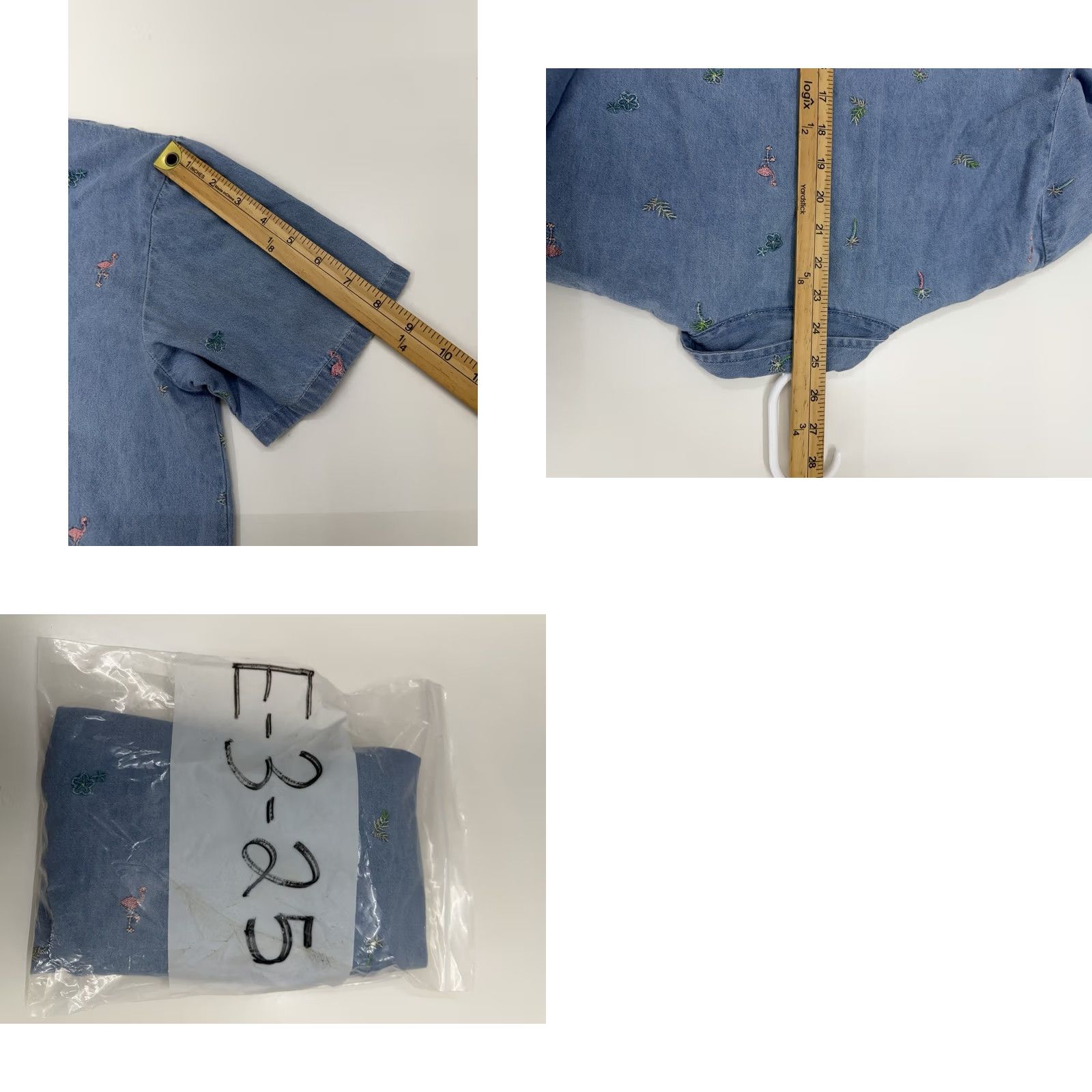 Vintage Teddi Womens Shirt Button-Up Collared Chambray Blue Size M Stitched Embroidered Vintage Shirt Women Regular Fit Long Sleeve Lightweight Casual Size M / US 6-8 / IT 42-44 - 8 Thumbnail