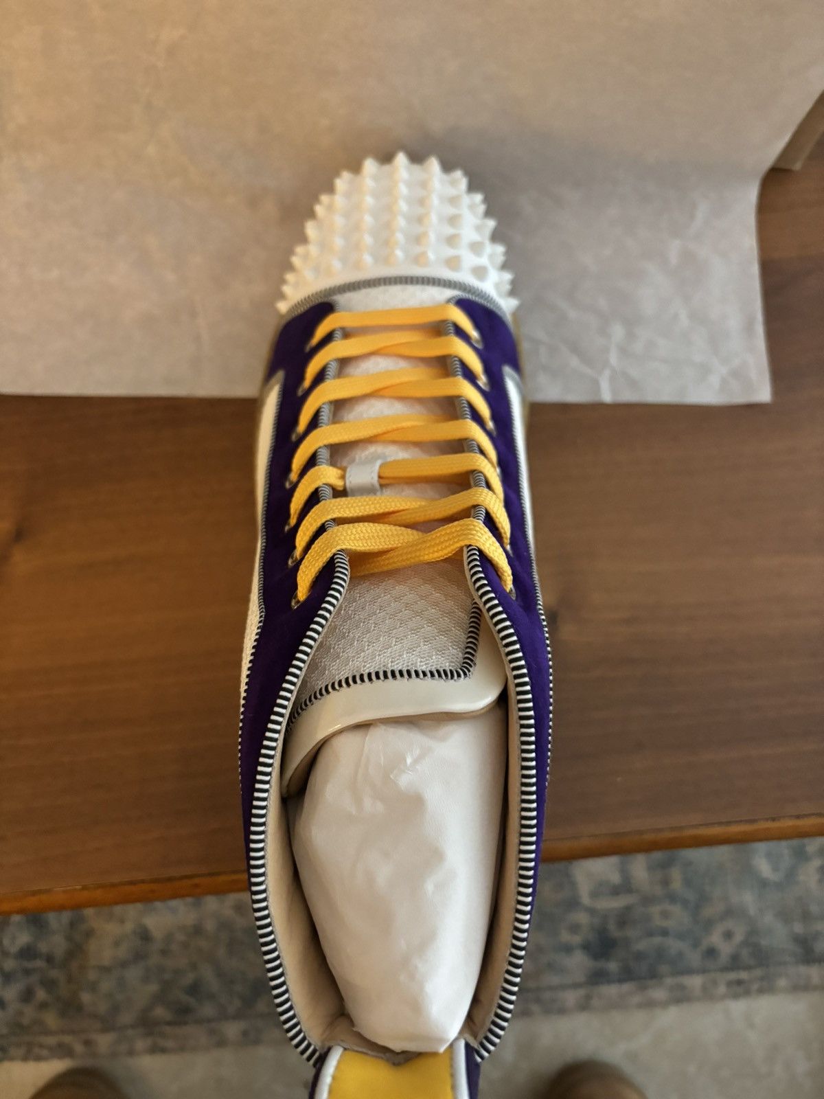 Christian Louboutin Christian Louboutin Fun Lou Spikes Flat “Laker” Size US 12.5 / EU 45-46 - 3 Thumbnail
