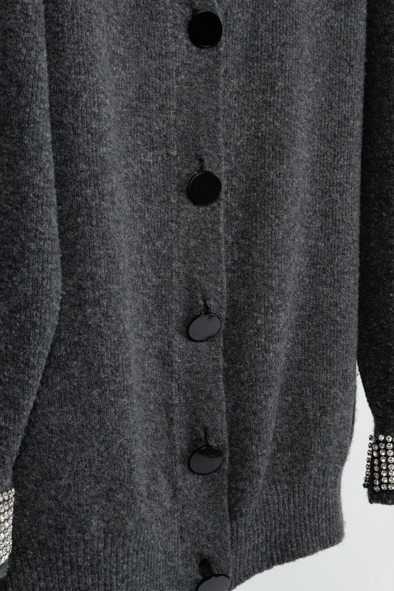 Alexander Wang Alexander Wang Charcoal Wool-Blend Crystal-Cuff Cardigan Size XL / US 12-14 / IT 48-50 - 8 Thumbnail