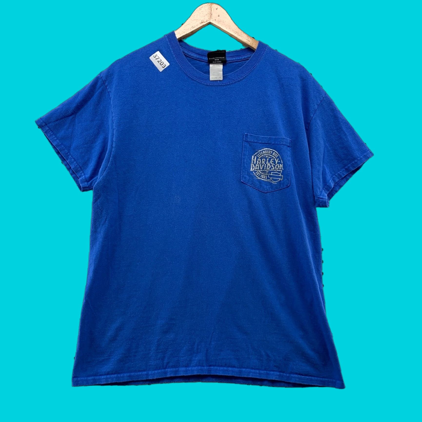 Harley Davidson VINTAGE Harley-Davidson Pocket Shirt Mens Large Blue Peoria Illinois Motorcycle 20x27.5 Shirt Mens Blue Vintage Harley-Davidson Pocket Shirt 20x27.5 Size US L / EU 52-54 / 3 - 1 Thumbnail
