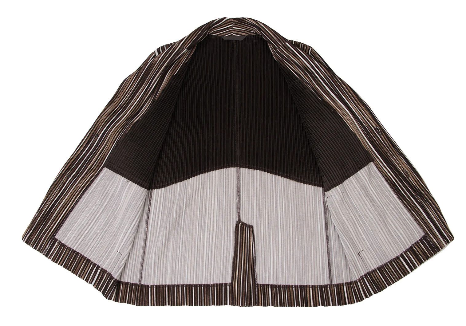 Issey Miyake Stripe Pleats 2B Jacket in Brown, White, and Black Size US S / EU 44-46 / 1 - 11 Thumbnail