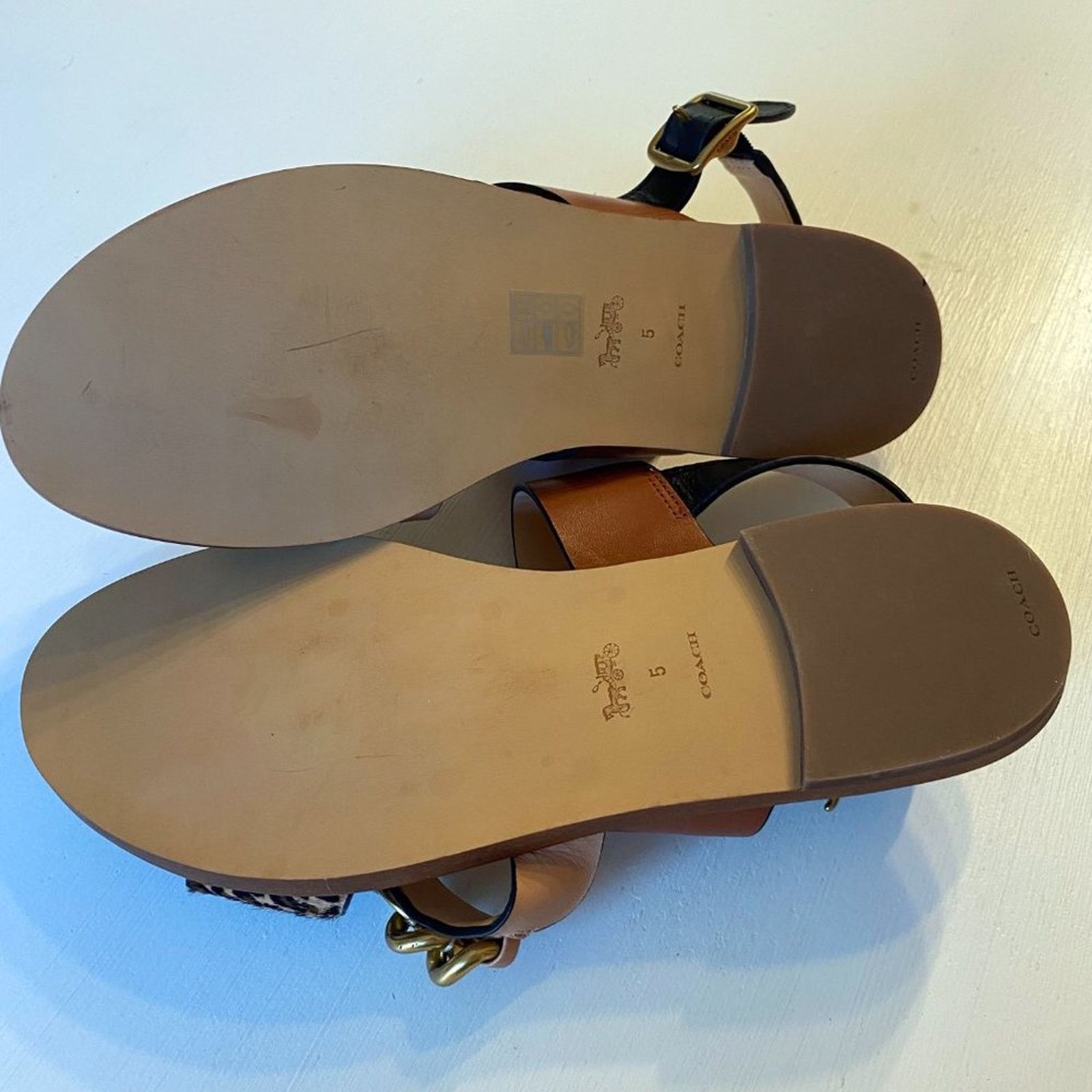 Coach Heather Leopard Print Sandals G4777 Size 5 EU 35.5