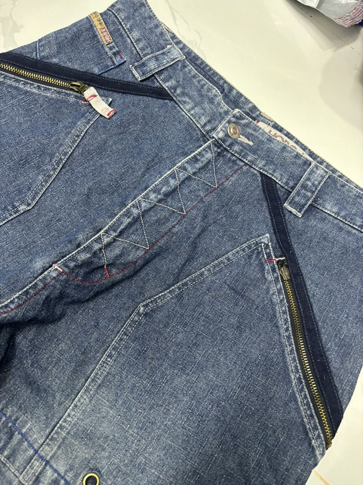 JNCO RARE🔥OG HOBO DENIM BAGGY MULTI POCKET CARGO PANTS Size US 33 - 15 Thumbnail