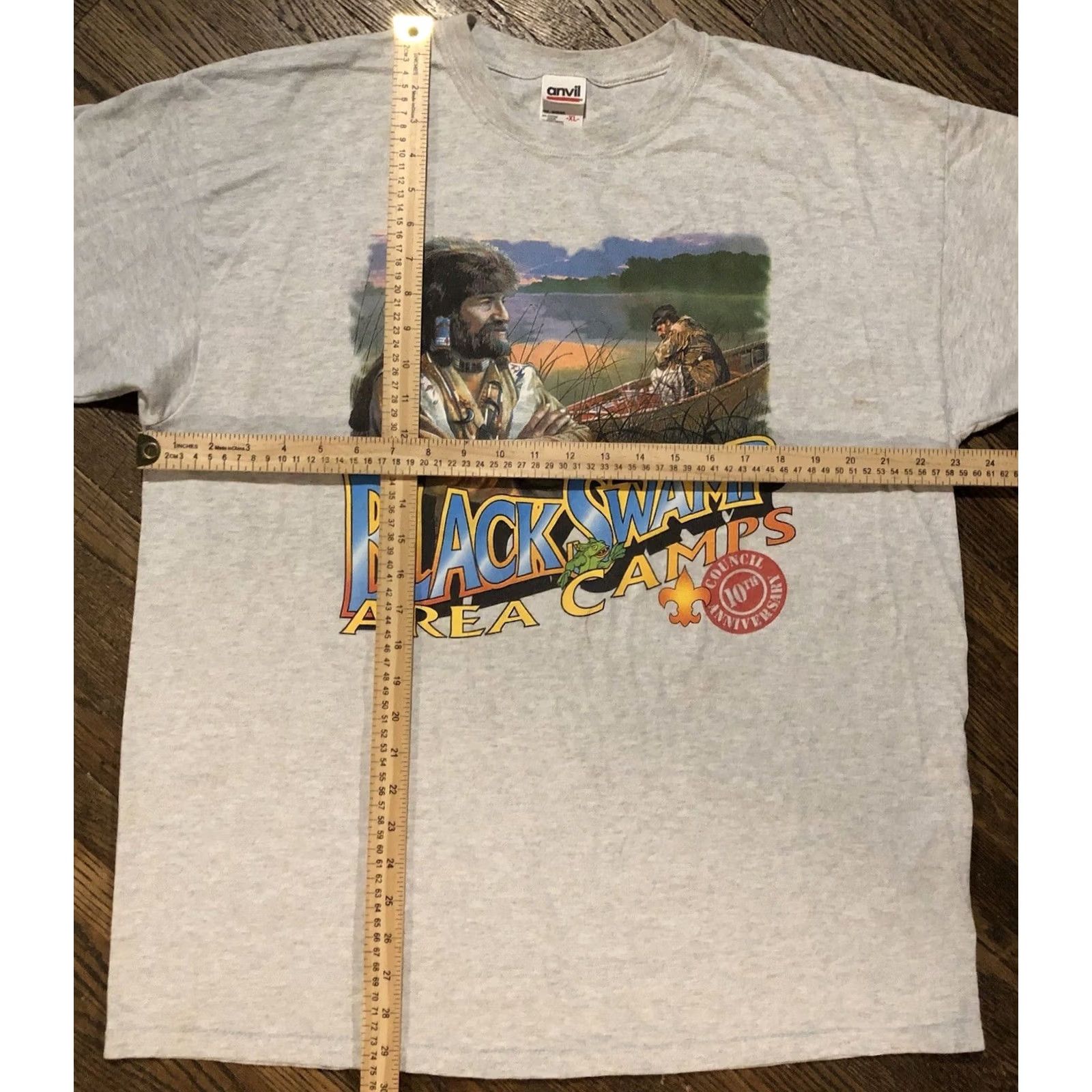 Anvil VINTAGE Anvil GRAPHIC T-SHIRT XL Boy Scouts Gray 2000s Swamp Area Camps Council Shirt Mens Size US XL / EU 56 / 4 - 2 Thumbnail