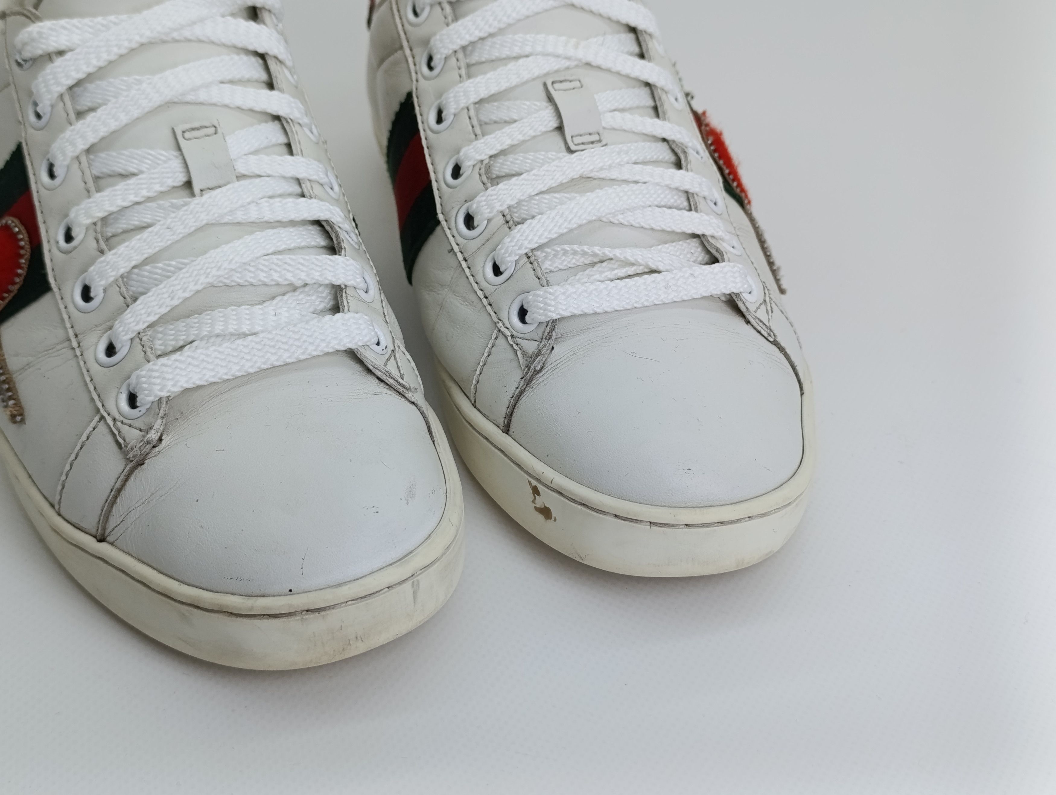 Gucci GUCCI ACE HEART DAGGER LEATHER SHOES EMBROIDERED SNEAKERS Size US 7 / IT 37 - 10 Thumbnail