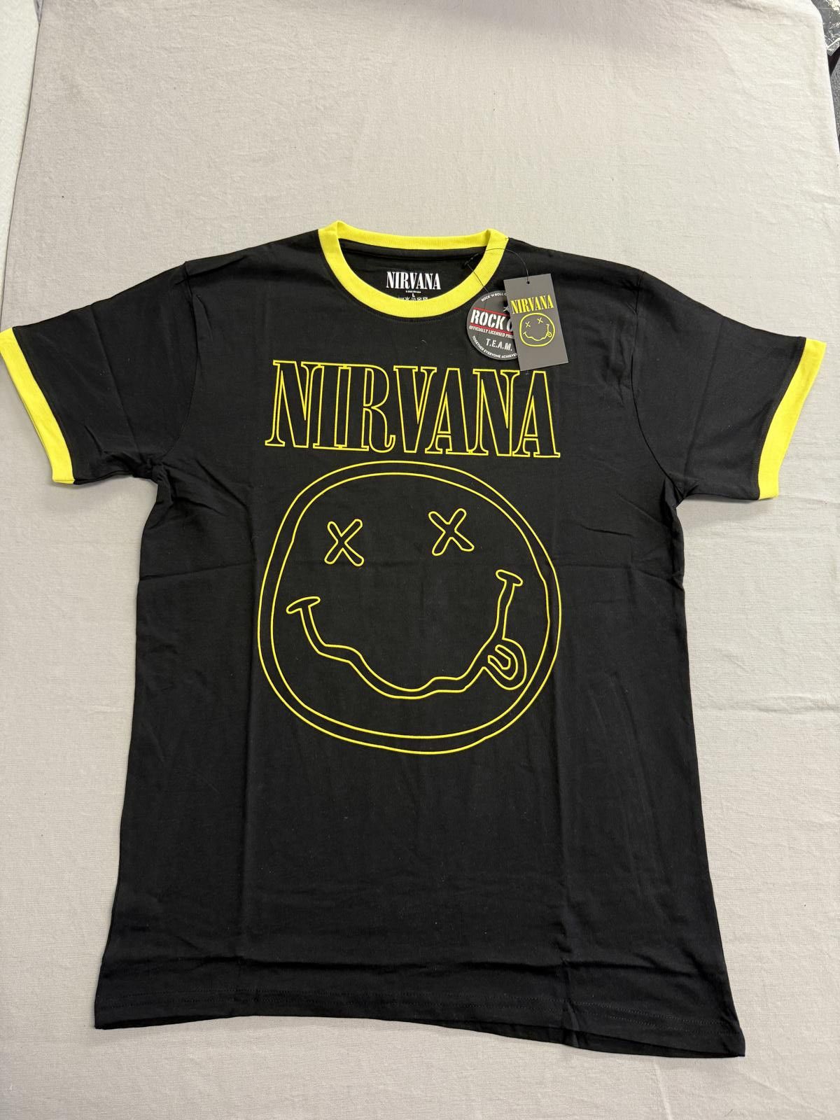 Designer Nirvana Logo Smiley Ringer Tee Black / Yellow XX Eyes Tshirt Size US L / EU 52-54 / 3 - 1 Thumbnail