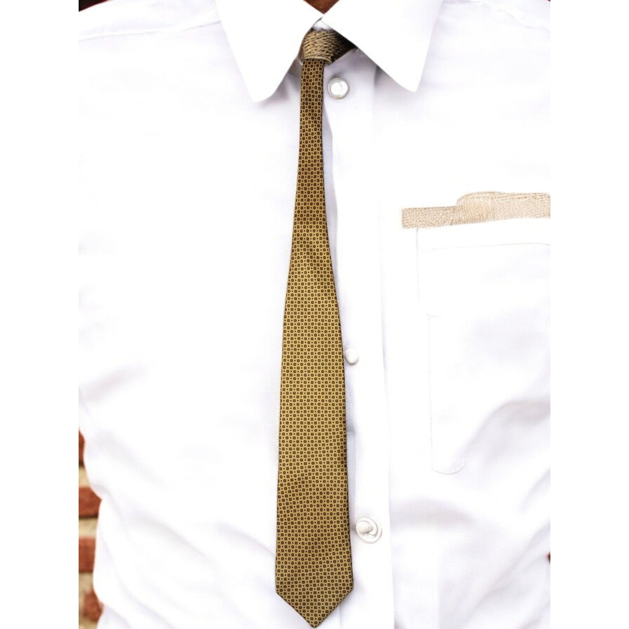 Other Antiche Seterie Fiorentine 100% Silk Tie—Yellow & Red Geomet Size ONE SIZE - 1 Thumbnail