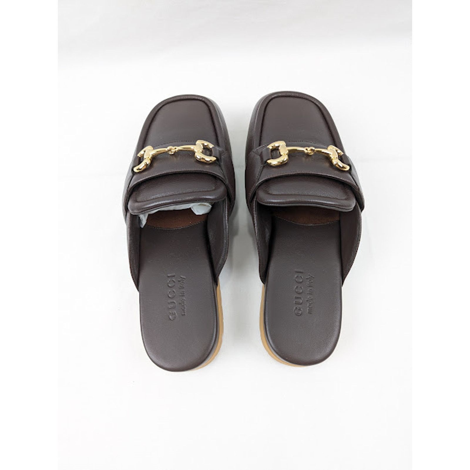 Gucci o1rshd1 Horsebit Open Back Loafers in Brown Size US 10 / EU 43 - 18 Thumbnail