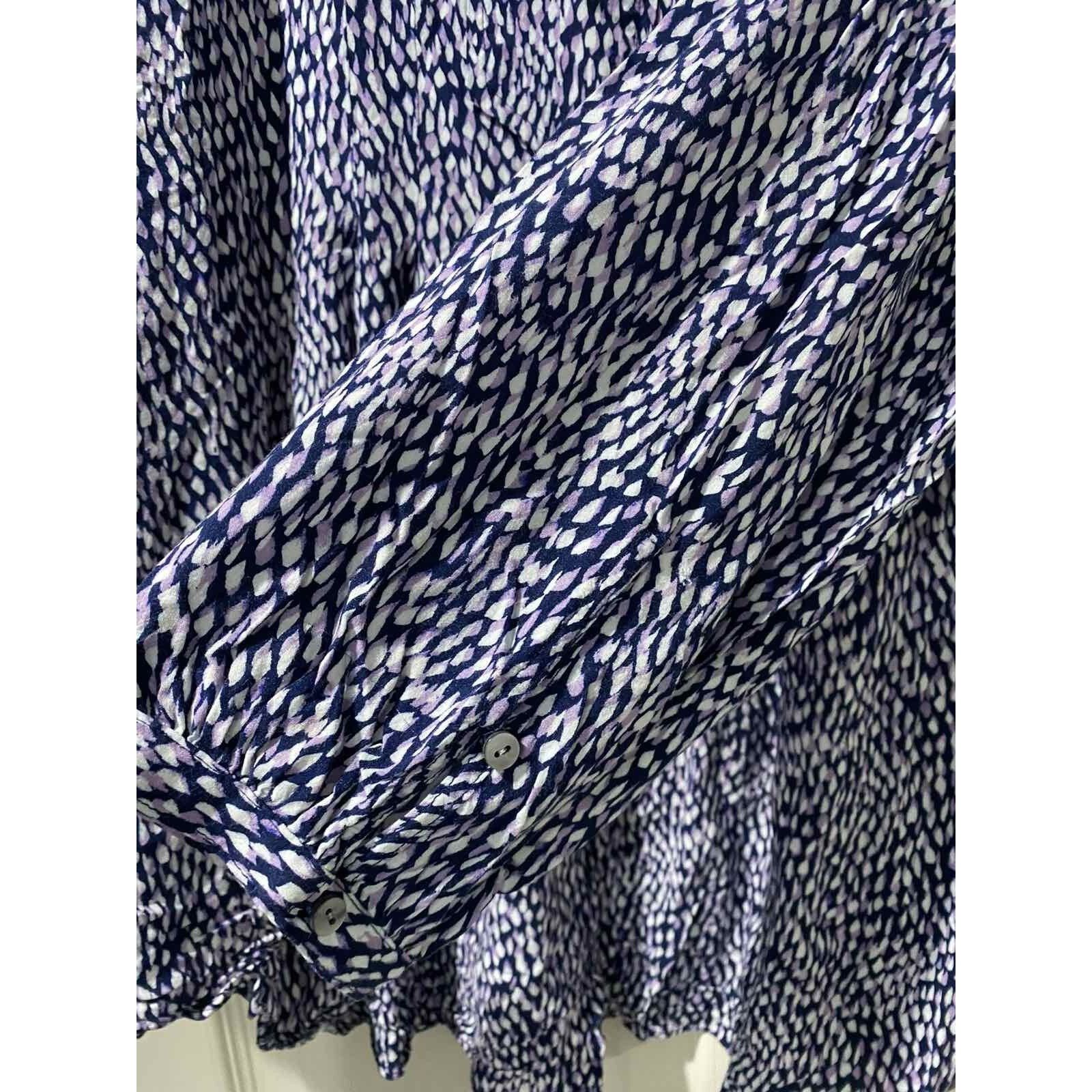 Vince Camuto Two By Vince 1X Purple Tie Neck Blouse Long Sleeve A003295 Size XL / US 12-14 / IT 48-50 - 5 Thumbnail