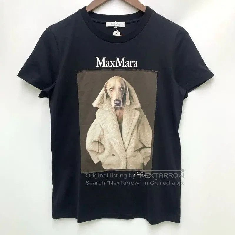 Max Mara MaxMara Black Cotton Graphic T-Shirt . Size L / US 10 / IT 46 - 1 Thumbnail