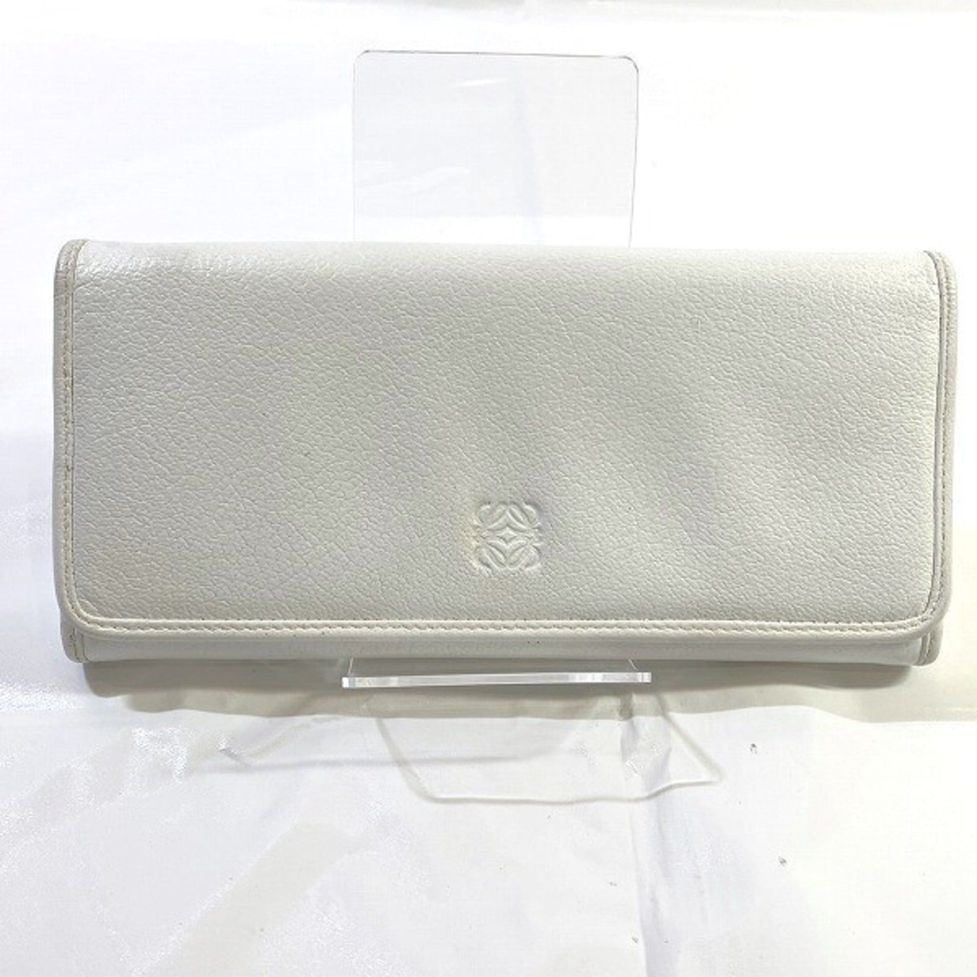 image of Loewe Leather White Zip Bifold Long Wallet Women's in Black