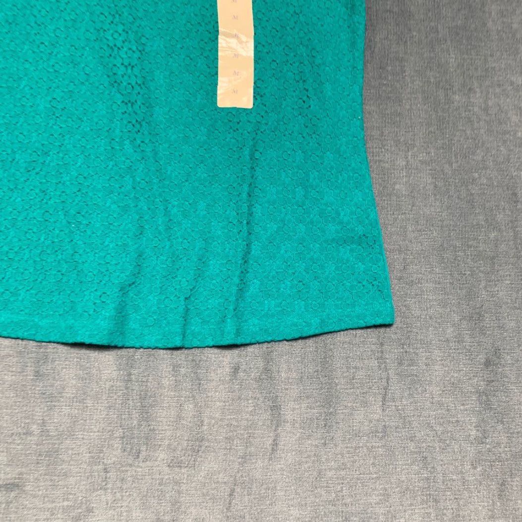 Vintage Laura Scott Missy Lace Front Tee Shirt Womens Medium Tropical Green Knit Cotton Shirt Womens Medium Tropical Green Lace Front Tee Shirt Size M / US 6-8 / IT 42-44 - 2 Thumbnail