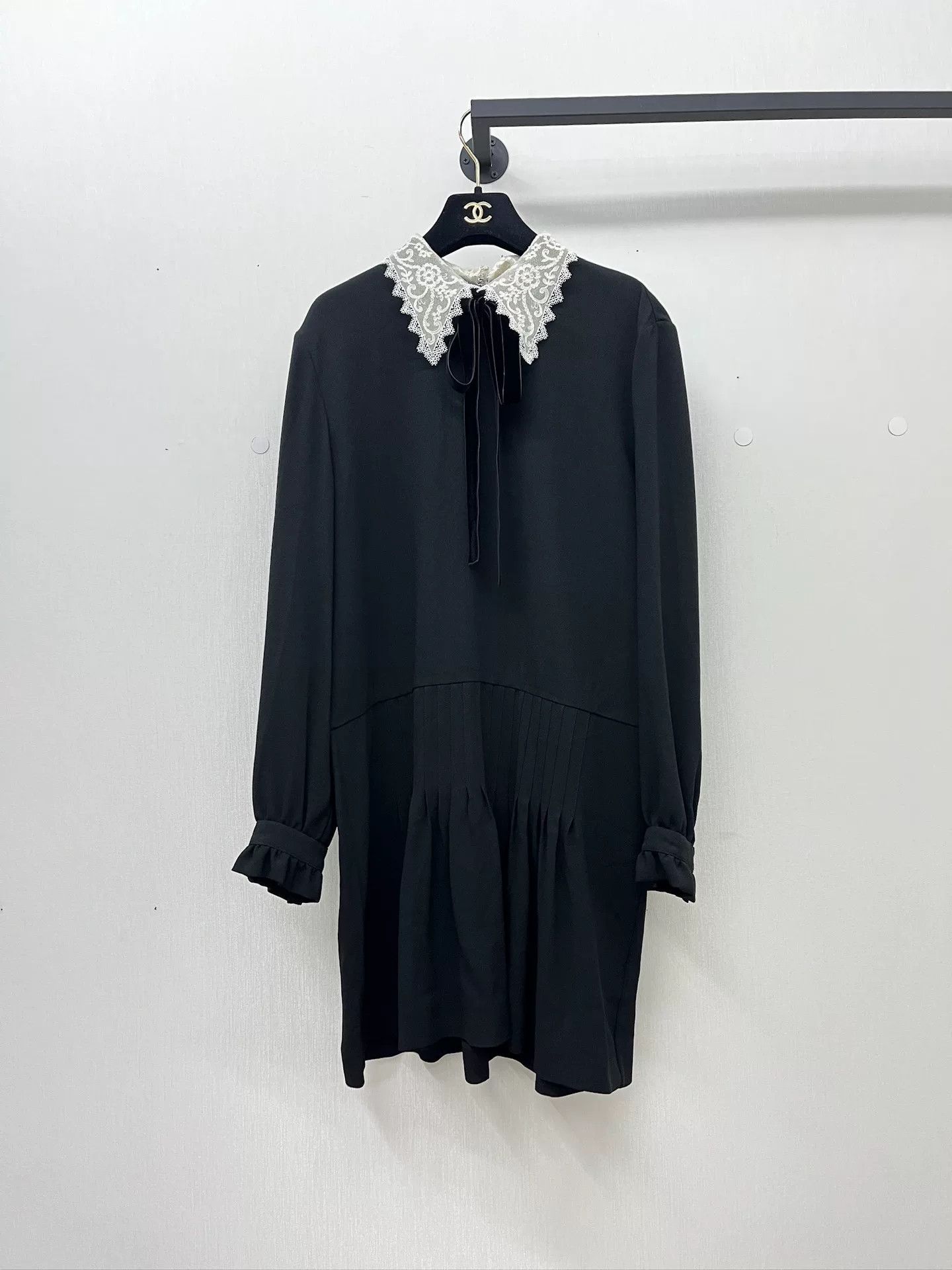 Saint Laurent Paris YSL Saint Laurent Black Lace Collar Dress Size M / US 6-8 / IT 42-44 - 1 Thumbnail