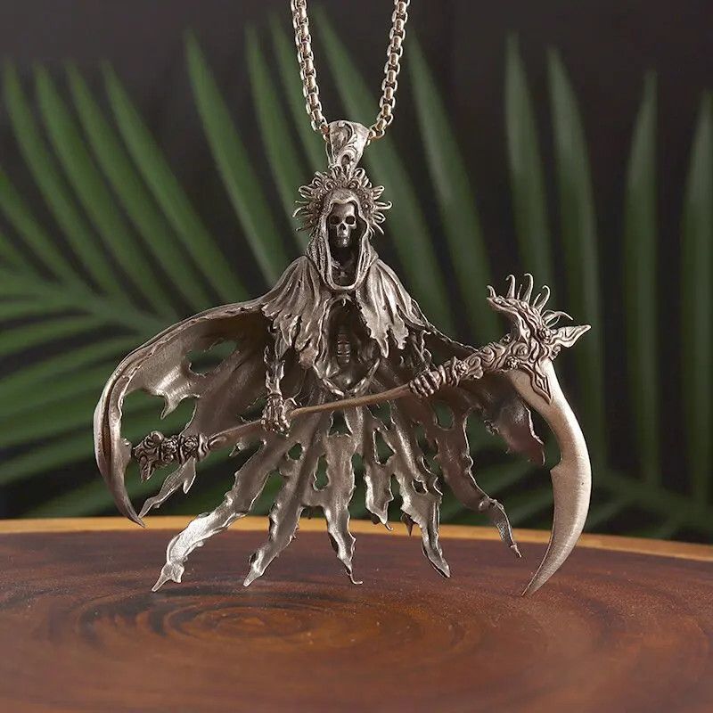 Japanese Brand Hell Reaper Scythe Death Skull Demon Necklace Size ONE SIZE - 4 Thumbnail