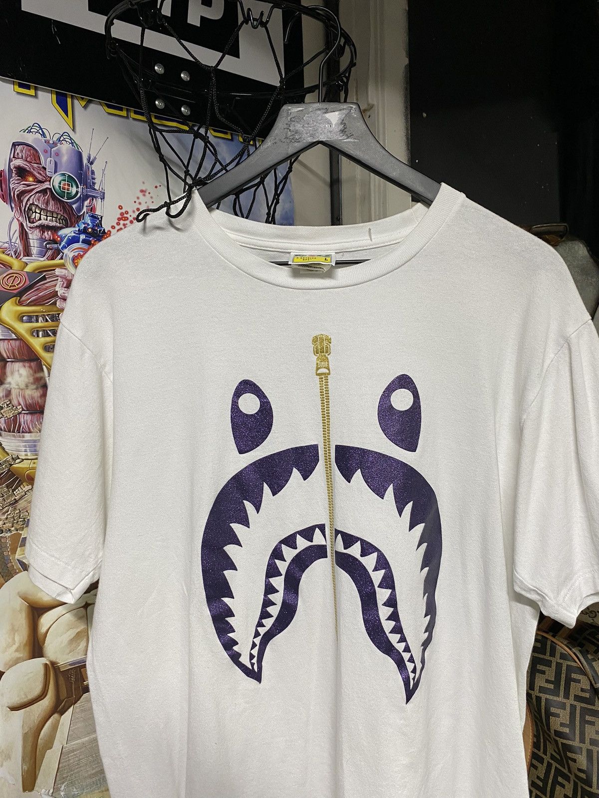 Bape A Bathing Ape Purple Bape Shark T-Shirt Medium Size US M / EU 48-50 / 2 - 5 Thumbnail