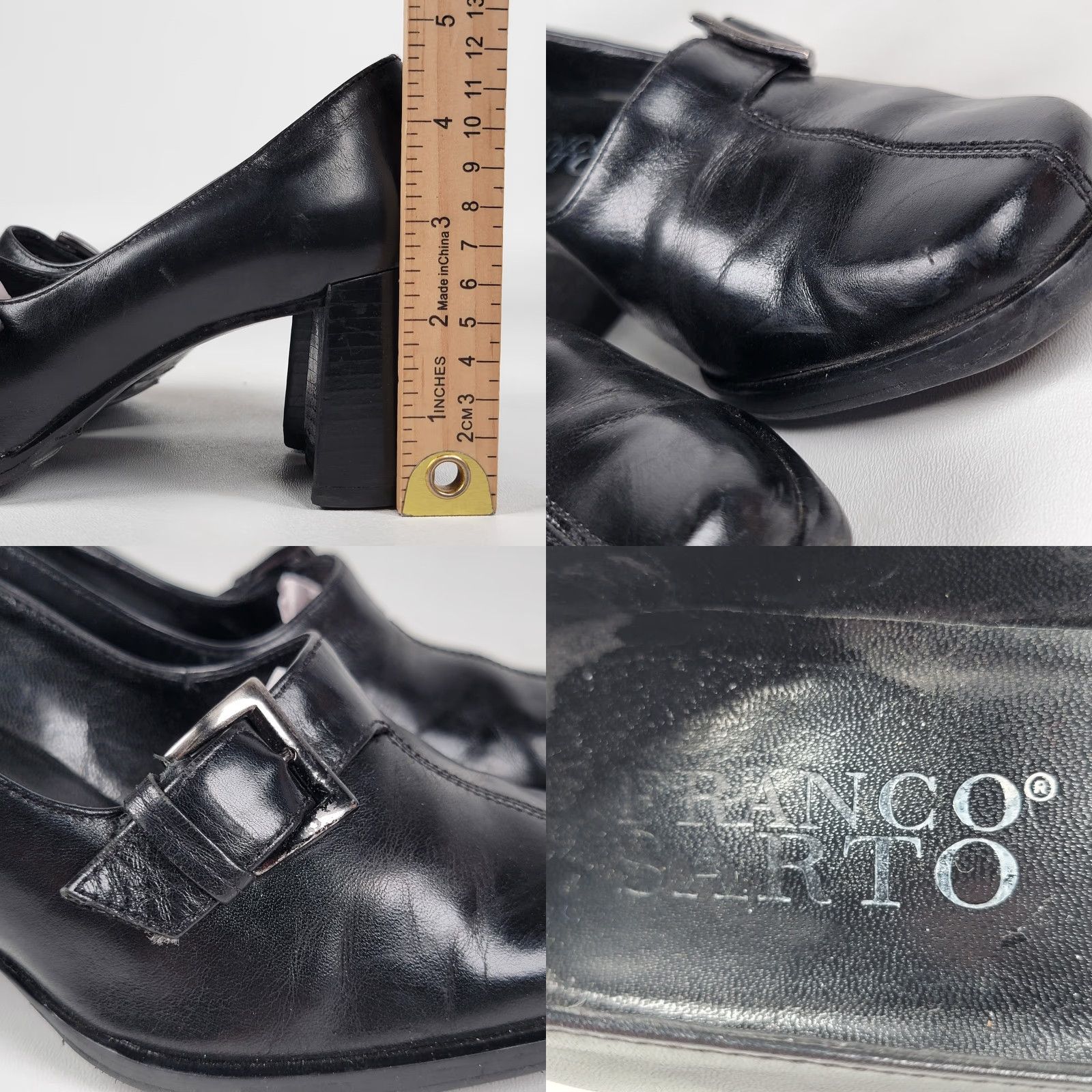 Franco Sarto Franco Sarto Black Leather Pumps w/ Silver Buckle, Block Heel Women's 6M Shoes Pump Size US 4 / IT 34 - 8 Thumbnail