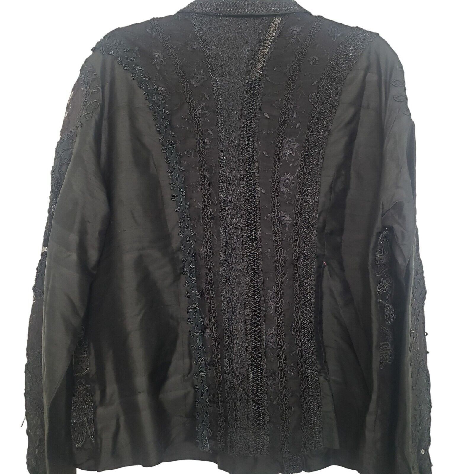 Designer Sandy Starkman Jacket Womens Size Medium Black 100% Silk Size M / US 6-8 / IT 42-44 - 9 Thumbnail
