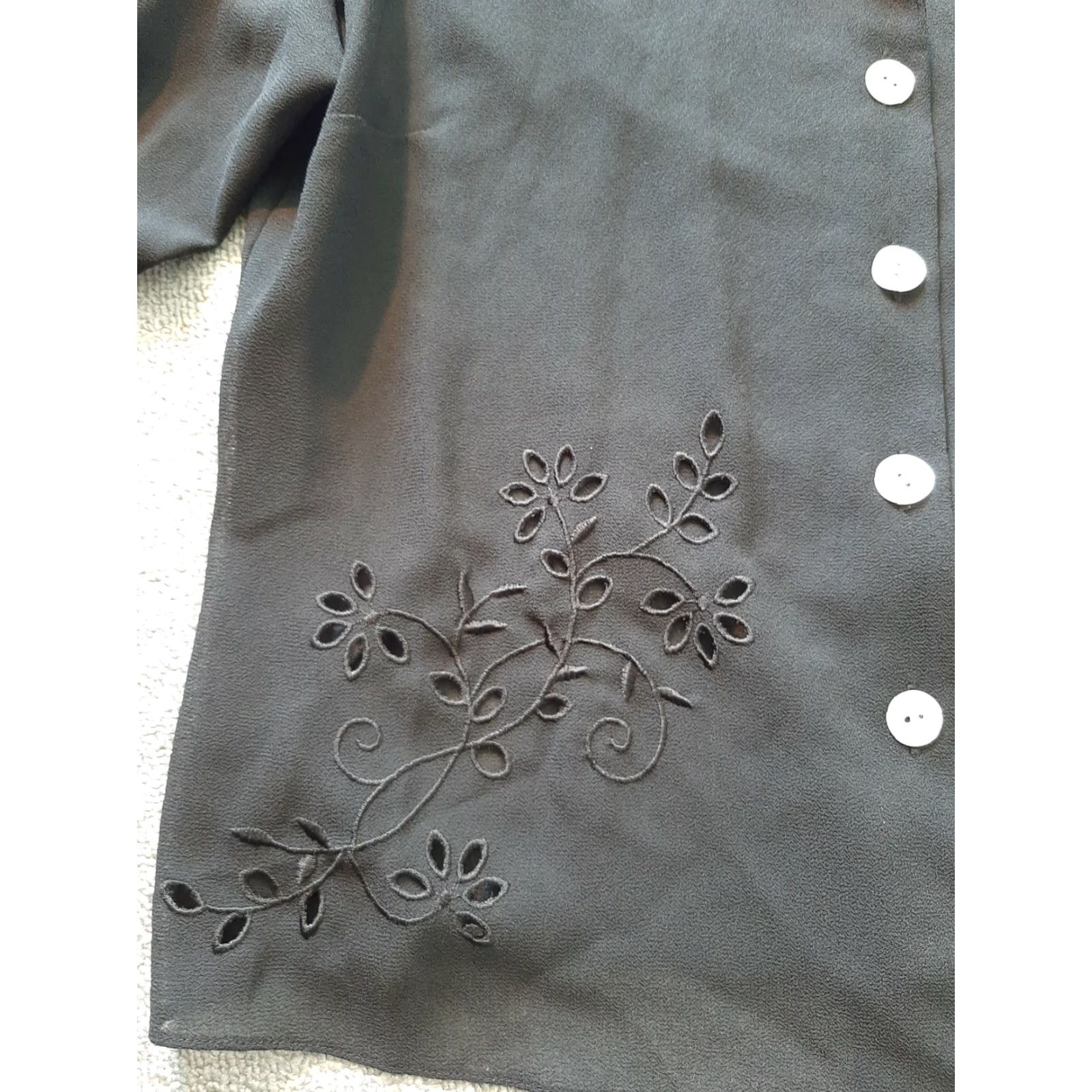 Vintage VINTAGE Studio 1 one Black Button Down long Sleeve Shirt Top Floral Design Womens SZ 16 Size XXL / US 16-18 / IT 52-54 - 4 Thumbnail