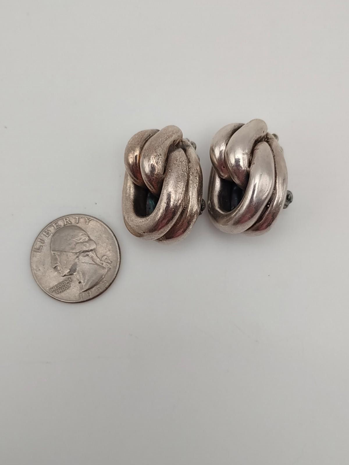 The Unbranded Brand Sterling Silver Chunky Knot Clip On Earrings Size ONE SIZE - 3 Thumbnail