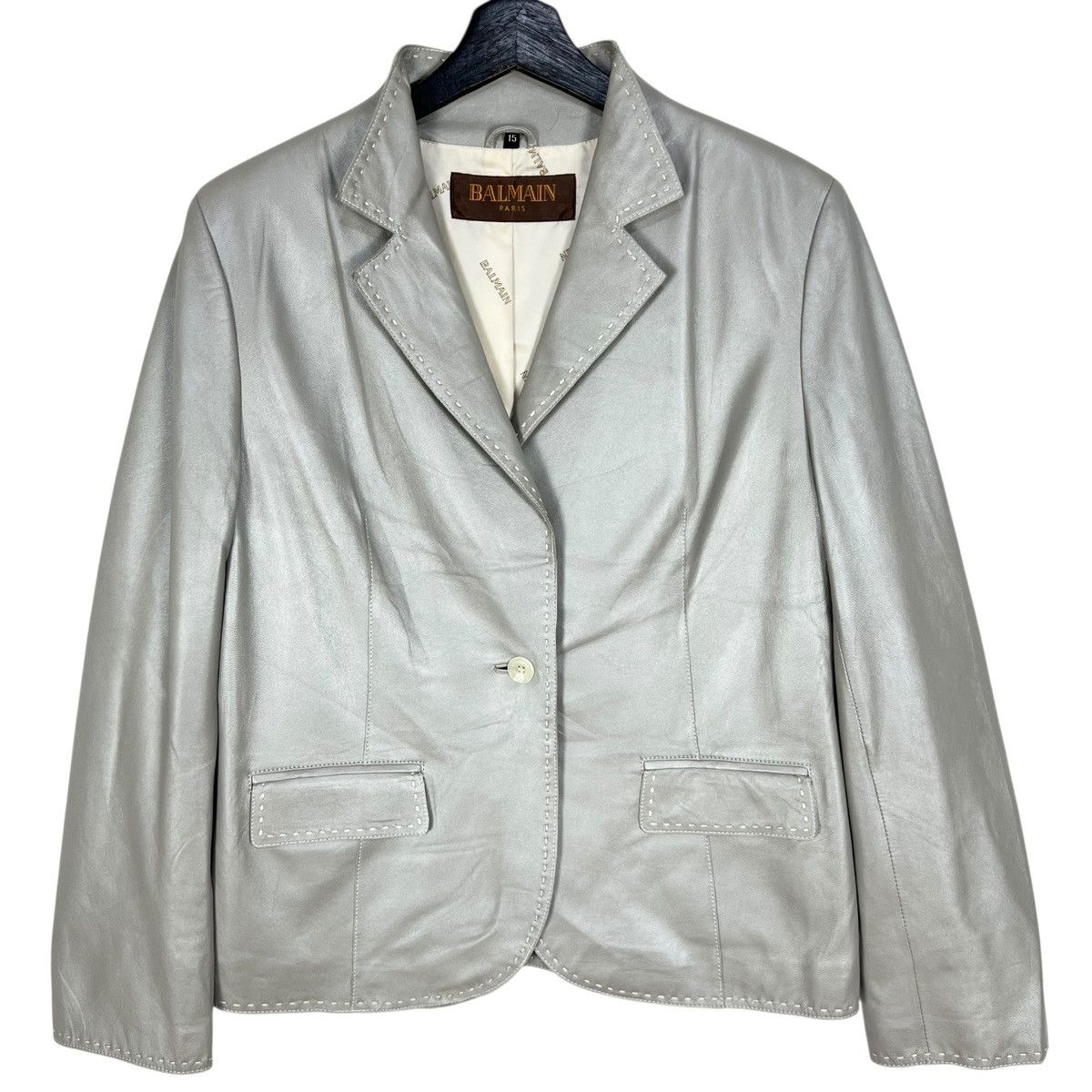Balmain Balmain Paris Synthetic Leather Women Blazer Jacket Size M / US 6-8 / IT 42-44 - 1 Thumbnail