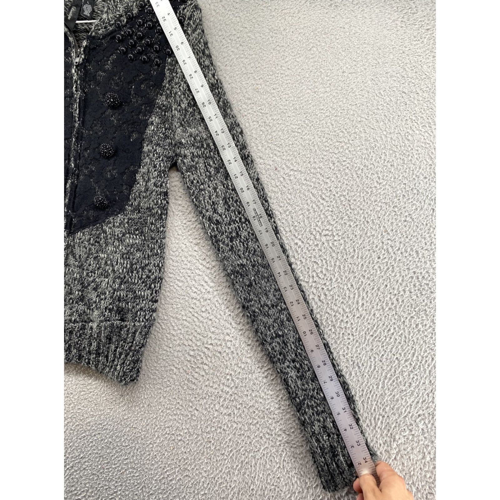 BKE BKE Boutique Cardigan Full Zip Buttons Lace Beads Acrylic Wool Blend Size L Boho Women’s Knit Cardigan Size L / US 10 / IT 46 - 7 Thumbnail