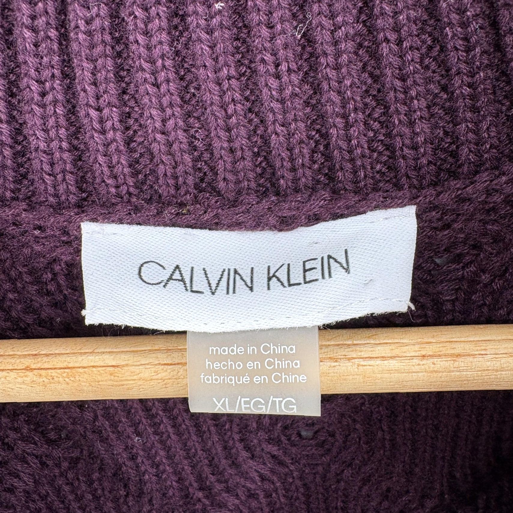 Calvin Klein Calvin Klein Sweater Dress Womens XL Purple 3/4 Sleeve Knit Wrap Buckle Shawl Collar V-Neck Size XL / US 12-14 / IT 48-50 - 5 Thumbnail
